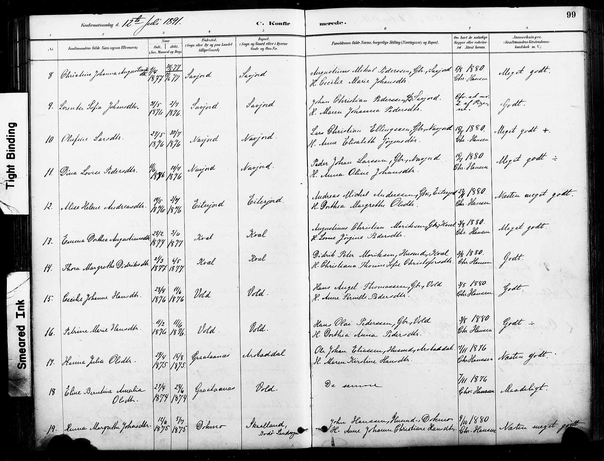 Ministerialprotokoller, klokkerbøker og fødselsregistre - Nordland, AV/SAT-A-1459/846/L0646: Parish register (official) no. 846A04, 1887-1901, p. 99