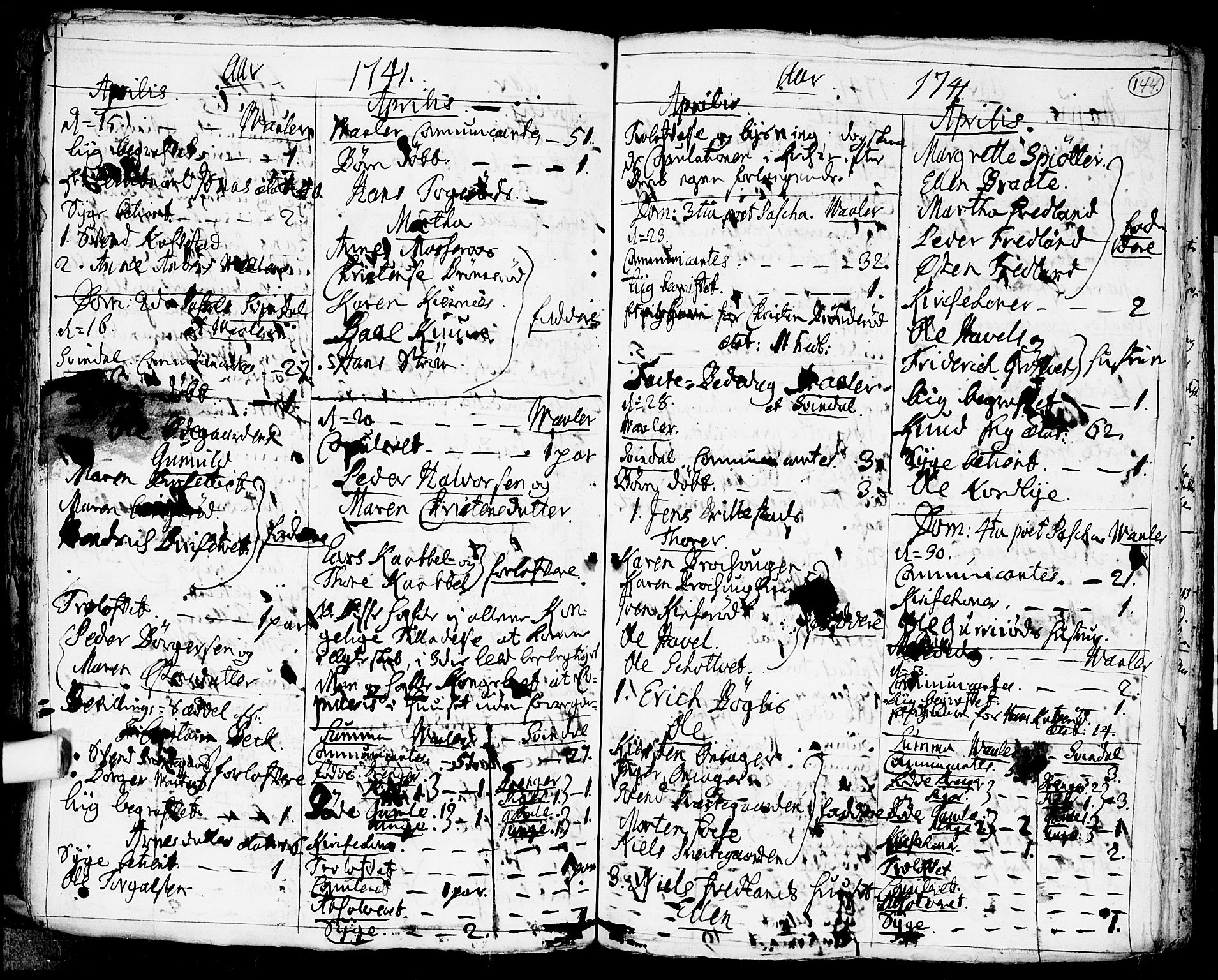 Våler prestekontor Kirkebøker, AV/SAO-A-11083/F/Fa/L0003: Parish register (official) no. I 3, 1730-1770, p. 144