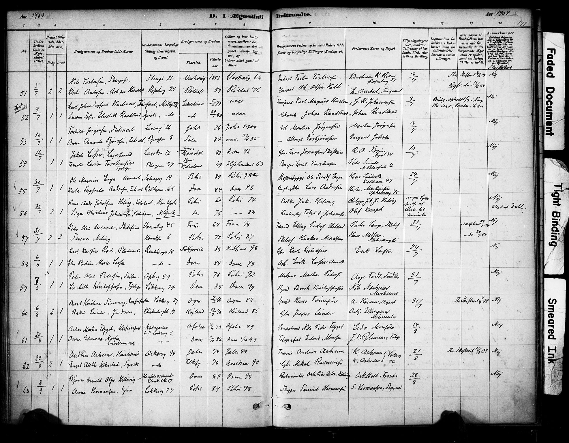 Domkirken sokneprestkontor, AV/SAST-A-101812/001/30/30BA/L0029: Parish register (official) no. A 28, 1878-1904, p. 171