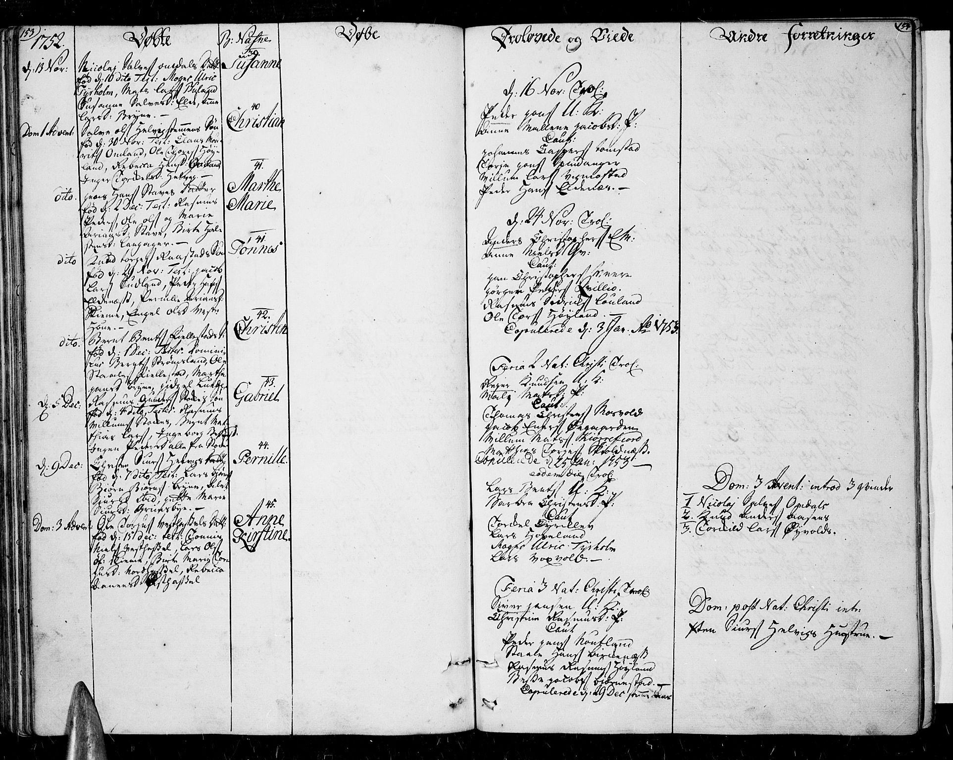 Lista sokneprestkontor, AV/SAK-1111-0027/F/Fa/L0003: Parish register (official) no. A 3 /1, 1743-1767, p. 153-154