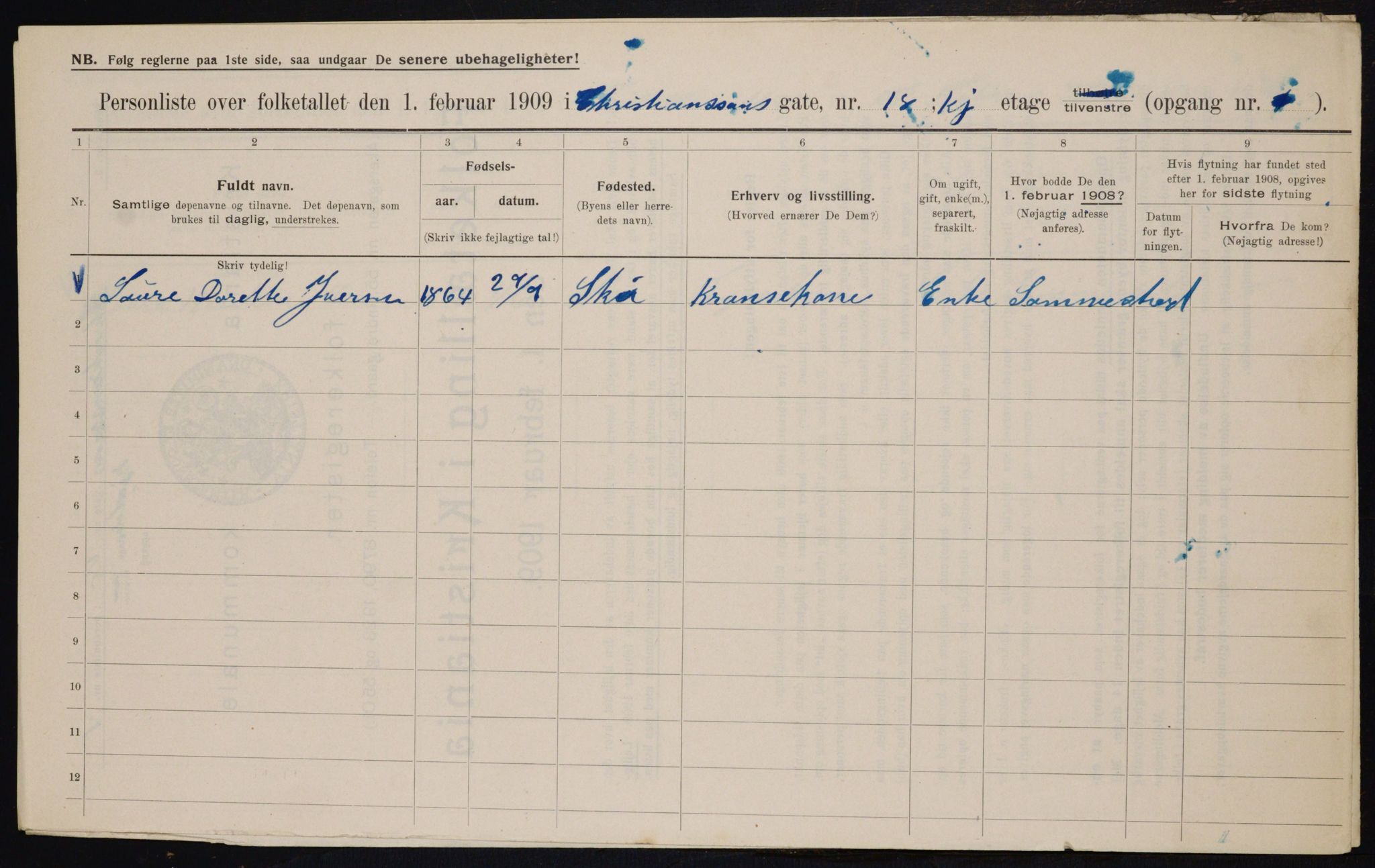 OBA, Municipal Census 1909 for Kristiania, 1909, p. 49950