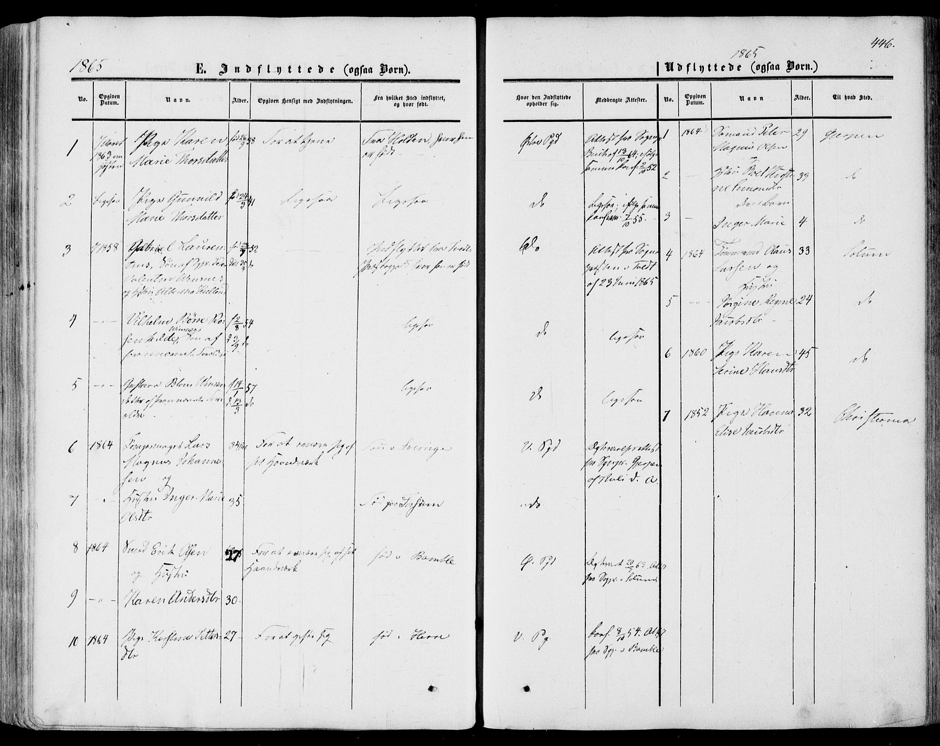 Porsgrunn kirkebøker , SAKO/A-104/F/Fa/L0007: Parish register (official) no. 7, 1858-1877, p. 446