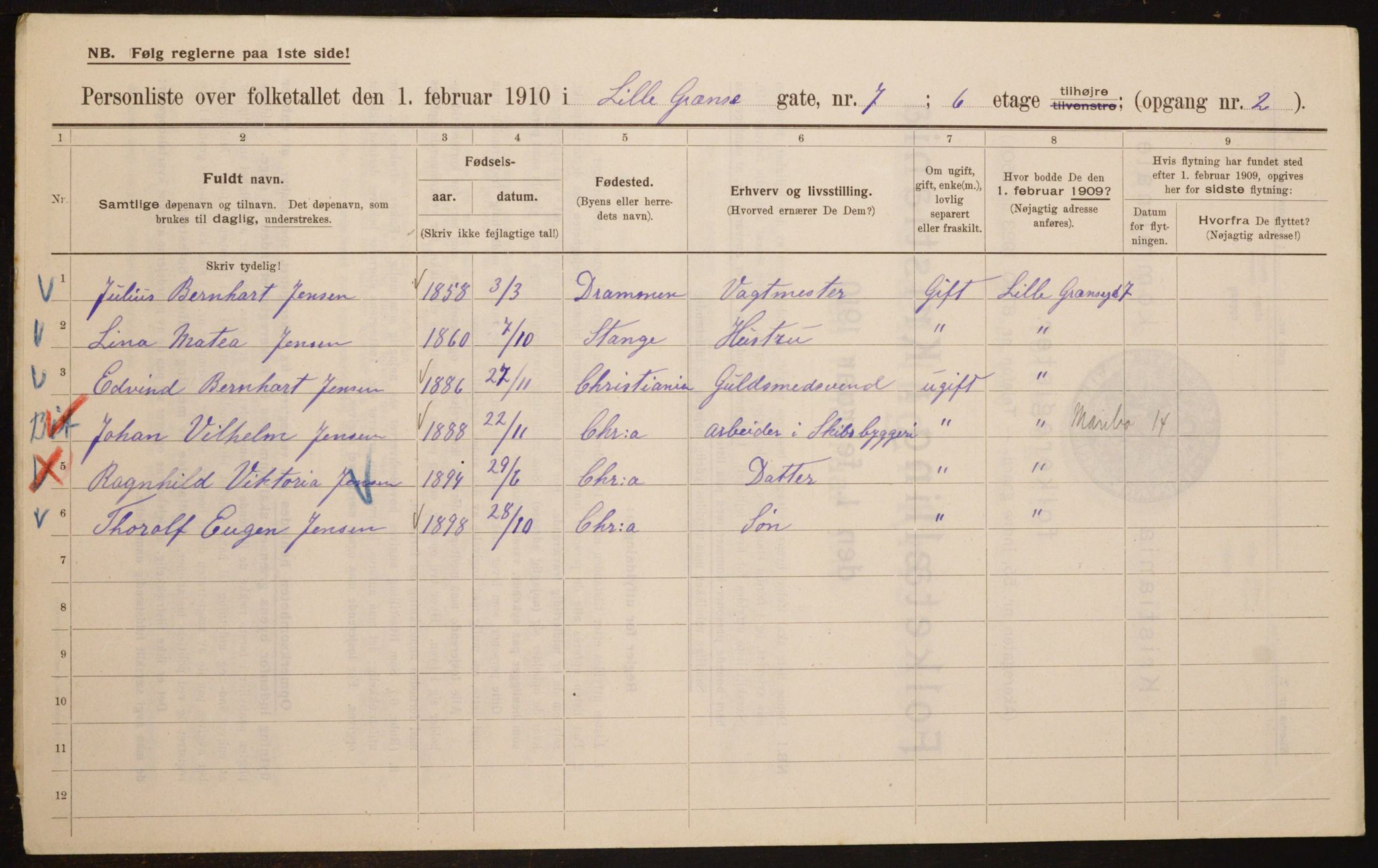 OBA, Municipal Census 1910 for Kristiania, 1910, p. 55592