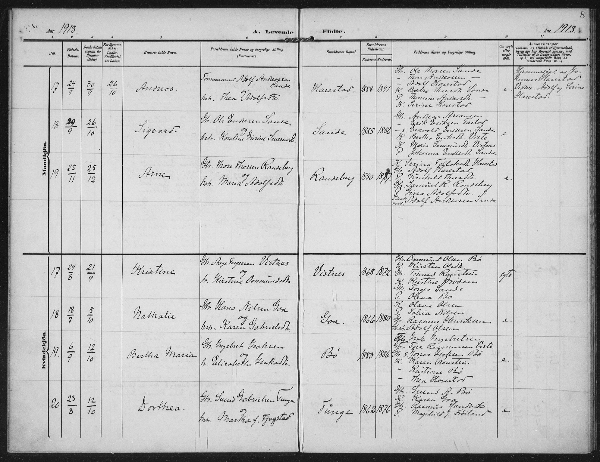 Hetland sokneprestkontor, AV/SAST-A-101826/30/30BA: Parish register (official) no. A 14, 1905-1919, p. 8