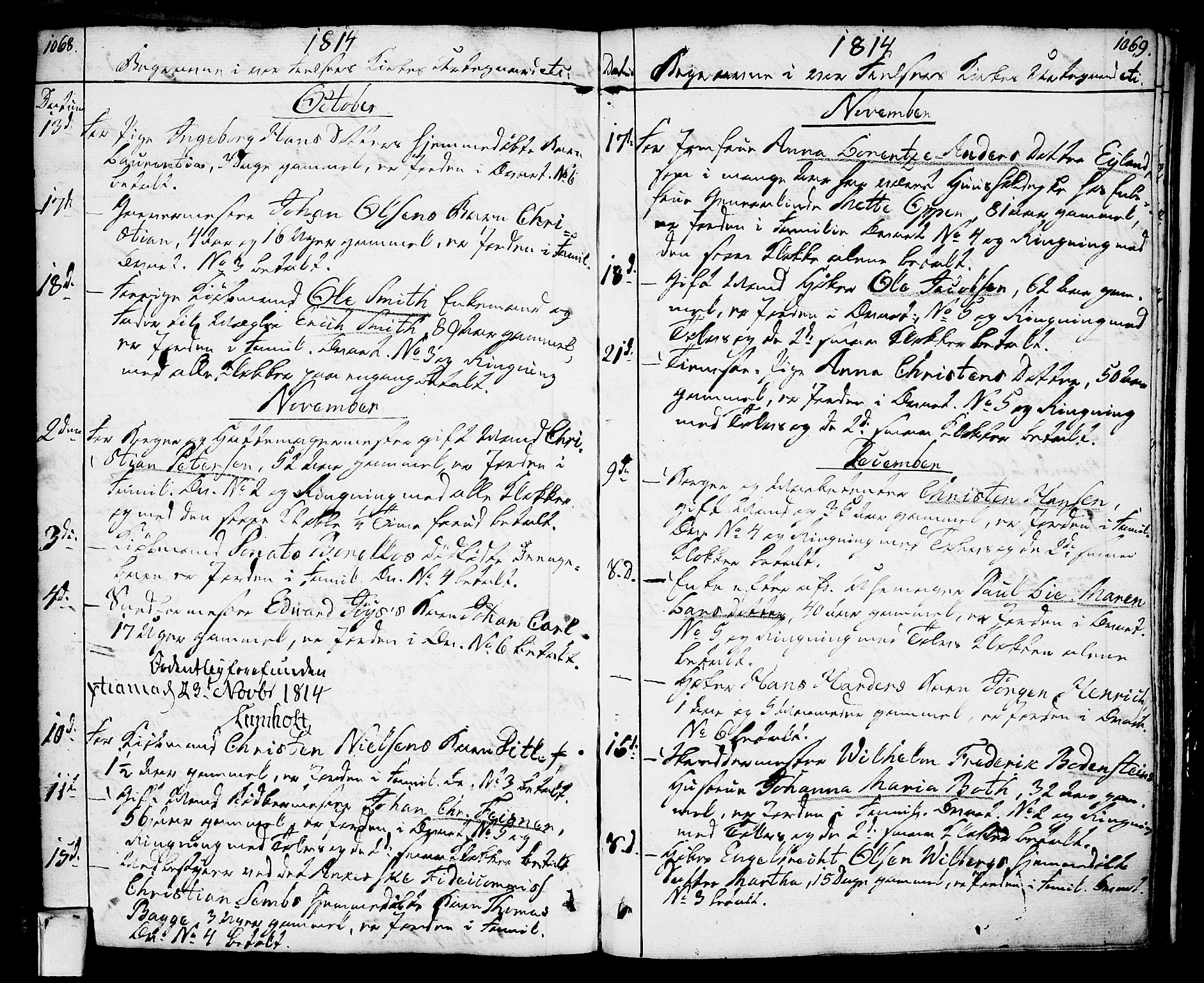 Oslo domkirke Kirkebøker, SAO/A-10752/F/Fa/L0006: Parish register (official) no. 6, 1807-1817, p. 1068-1069