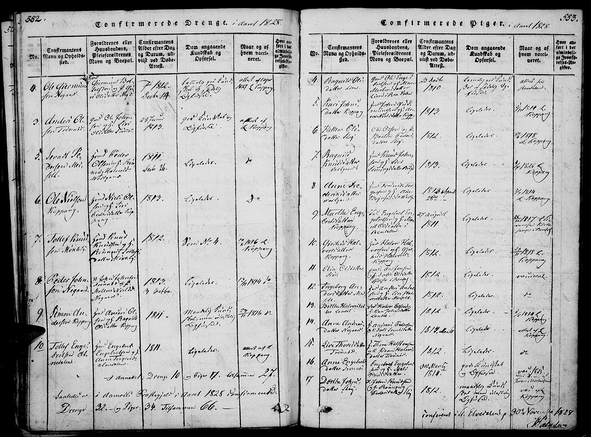 Åmot prestekontor, Hedmark, SAH/PREST-056/H/Ha/Haa/L0005: Parish register (official) no. 5, 1815-1841, p. 552-553