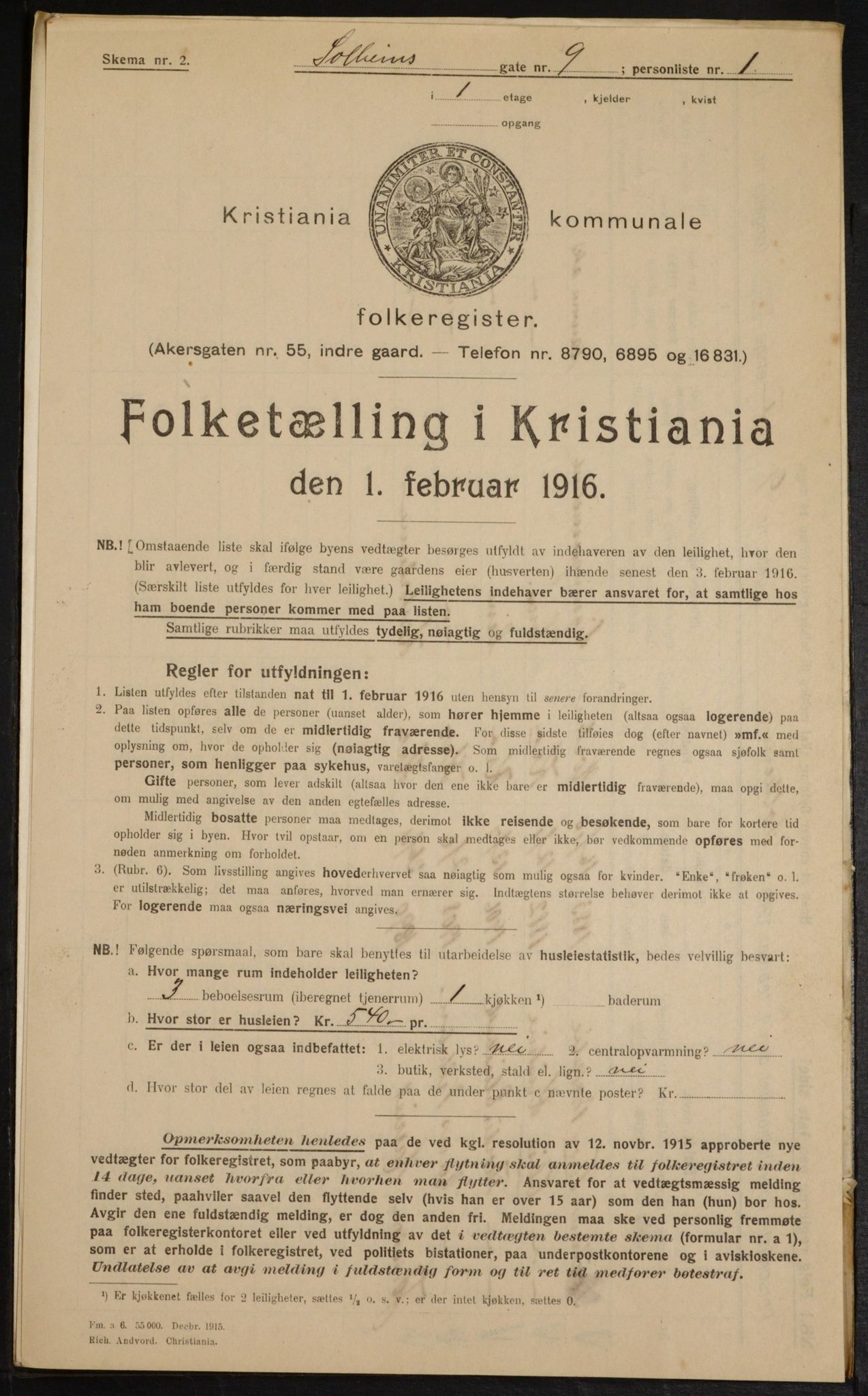 OBA, Municipal Census 1916 for Kristiania, 1916, p. 102125