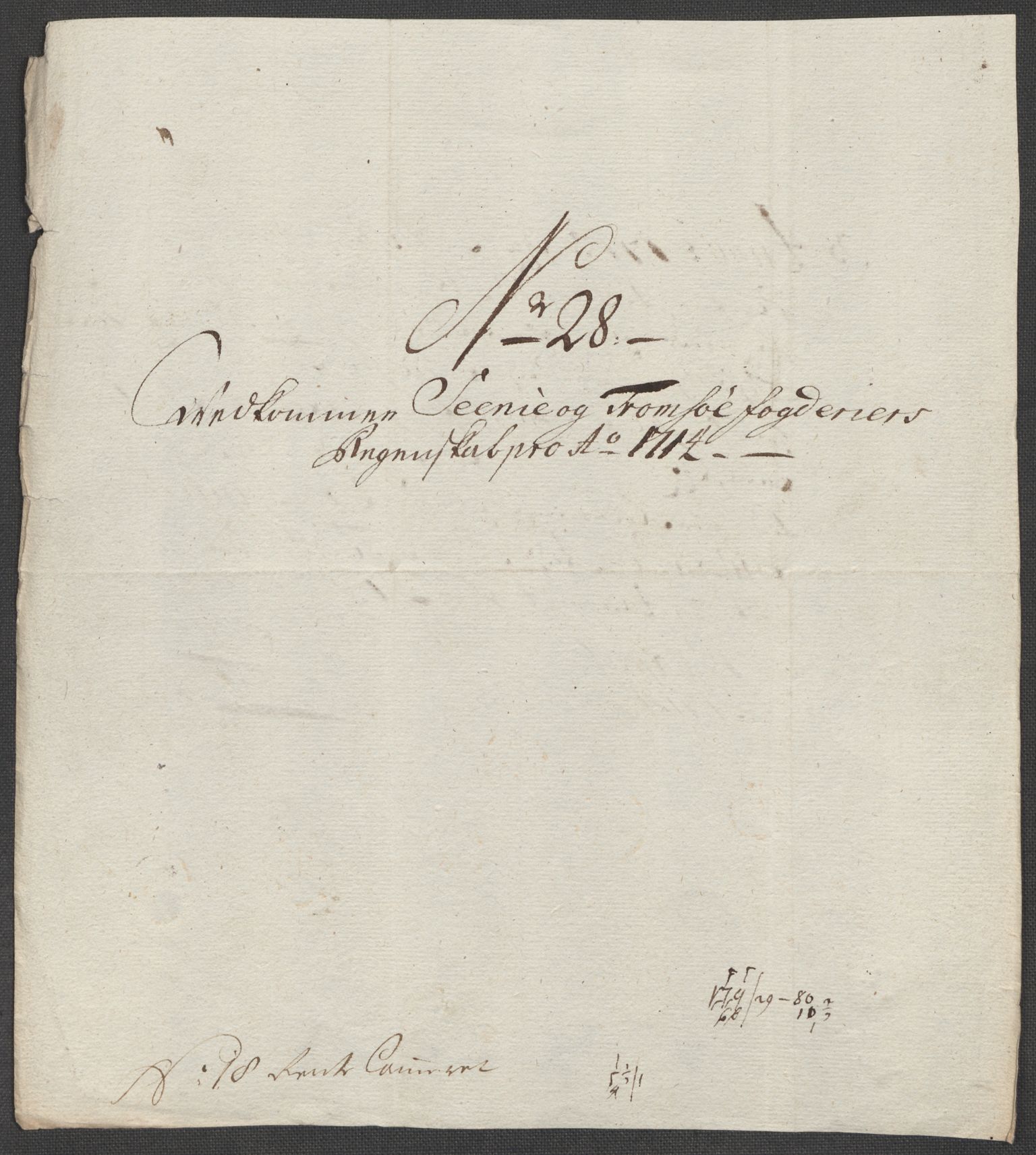 Rentekammeret inntil 1814, Reviderte regnskaper, Fogderegnskap, AV/RA-EA-4092/R68/L4760: Fogderegnskap Senja og Troms, 1714, p. 189