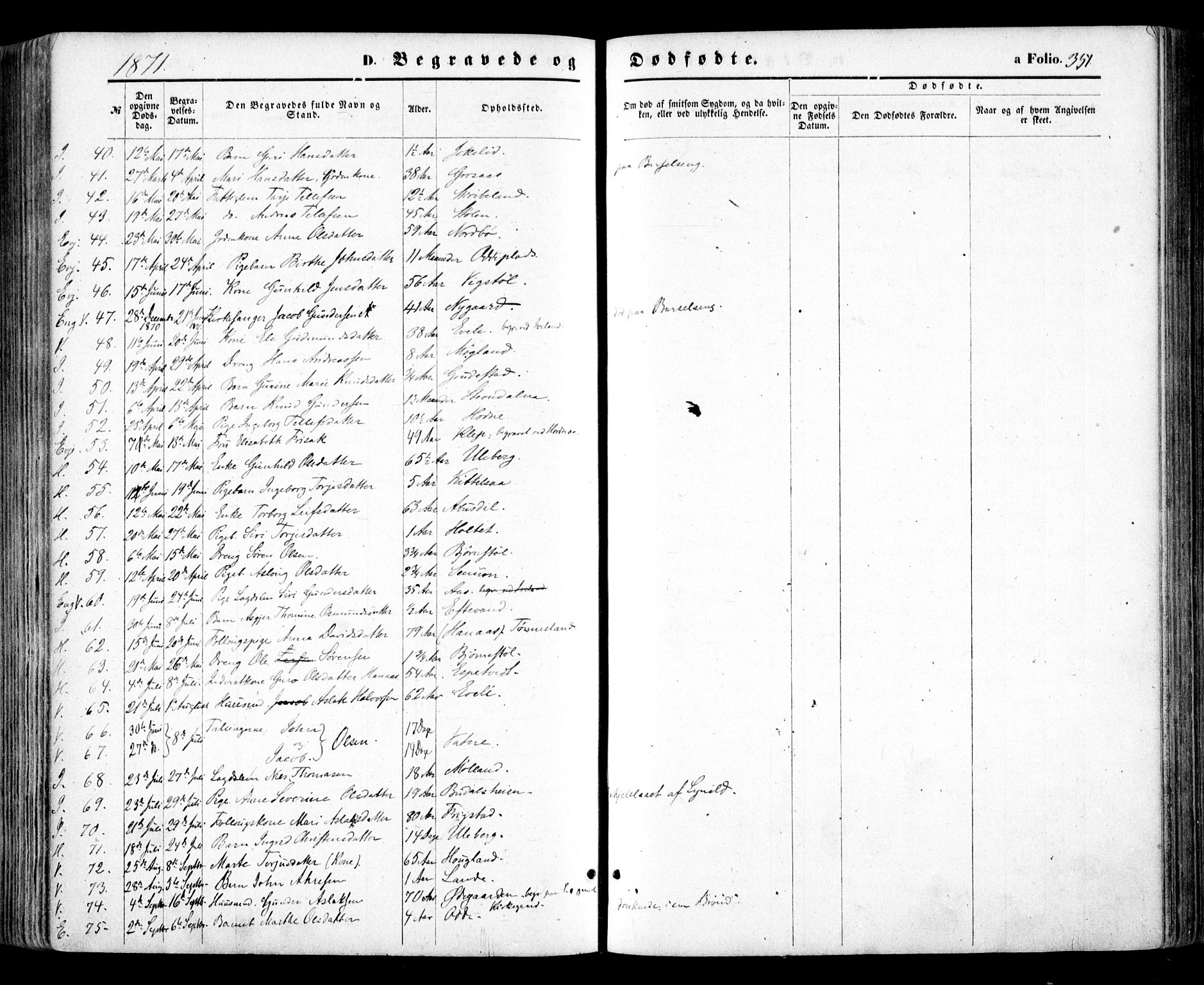 Evje sokneprestkontor, AV/SAK-1111-0008/F/Fa/Faa/L0006: Parish register (official) no. A 6, 1866-1884, p. 351