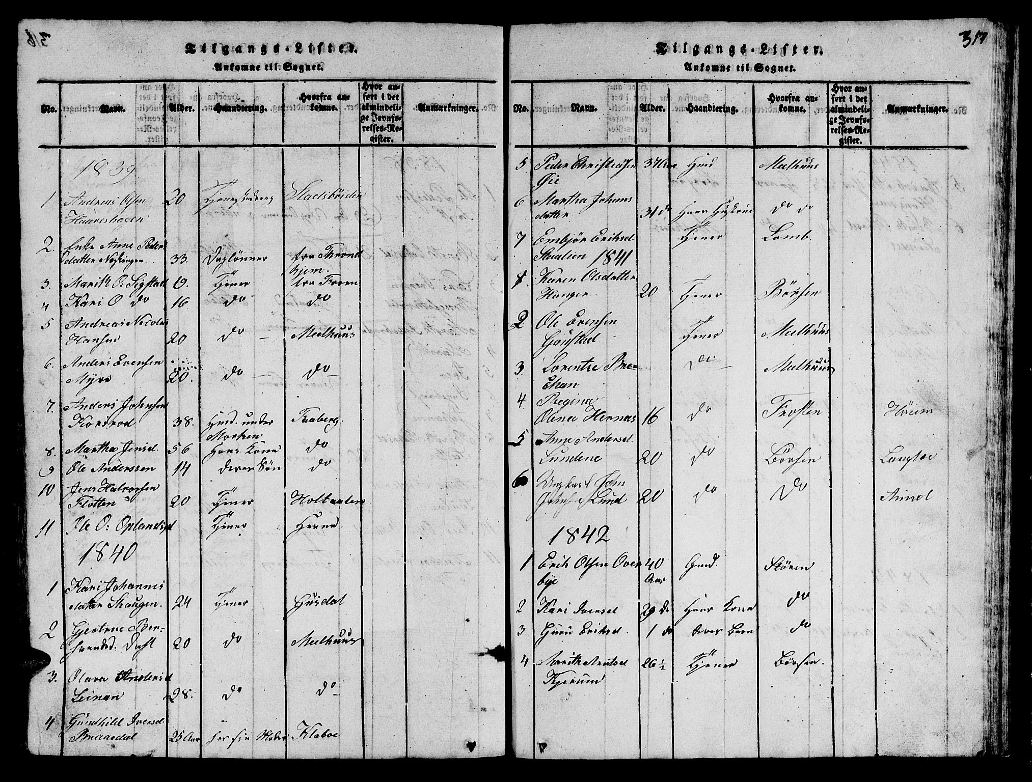 Ministerialprotokoller, klokkerbøker og fødselsregistre - Sør-Trøndelag, SAT/A-1456/612/L0385: Parish register (copy) no. 612C01, 1816-1845, p. 317