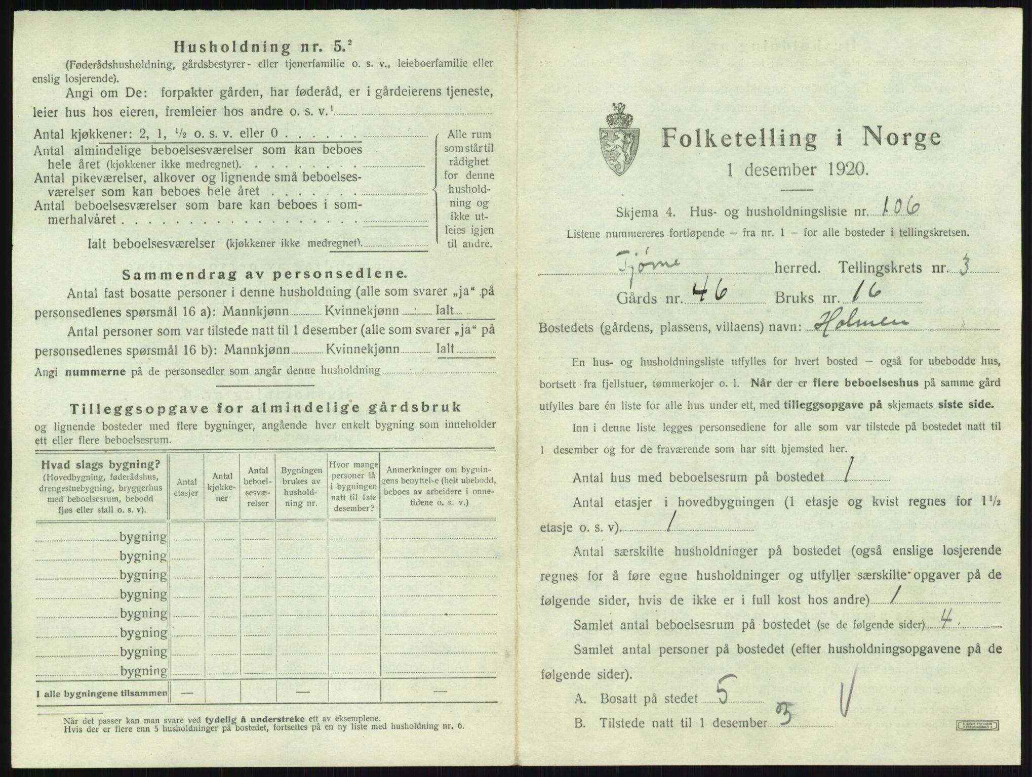 SAKO, 1920 census for Tjøme, 1920, p. 1120