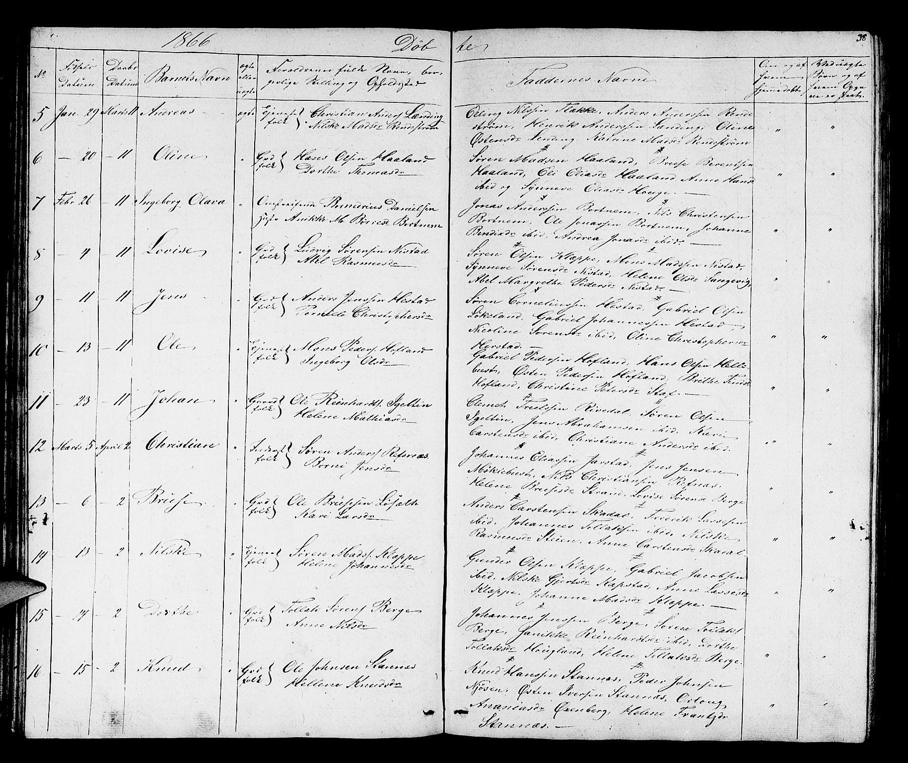 Fjaler sokneprestembete, SAB/A-79801/H/Hab/Habc/L0001: Parish register (copy) no. C 1, 1852-1878, p. 38