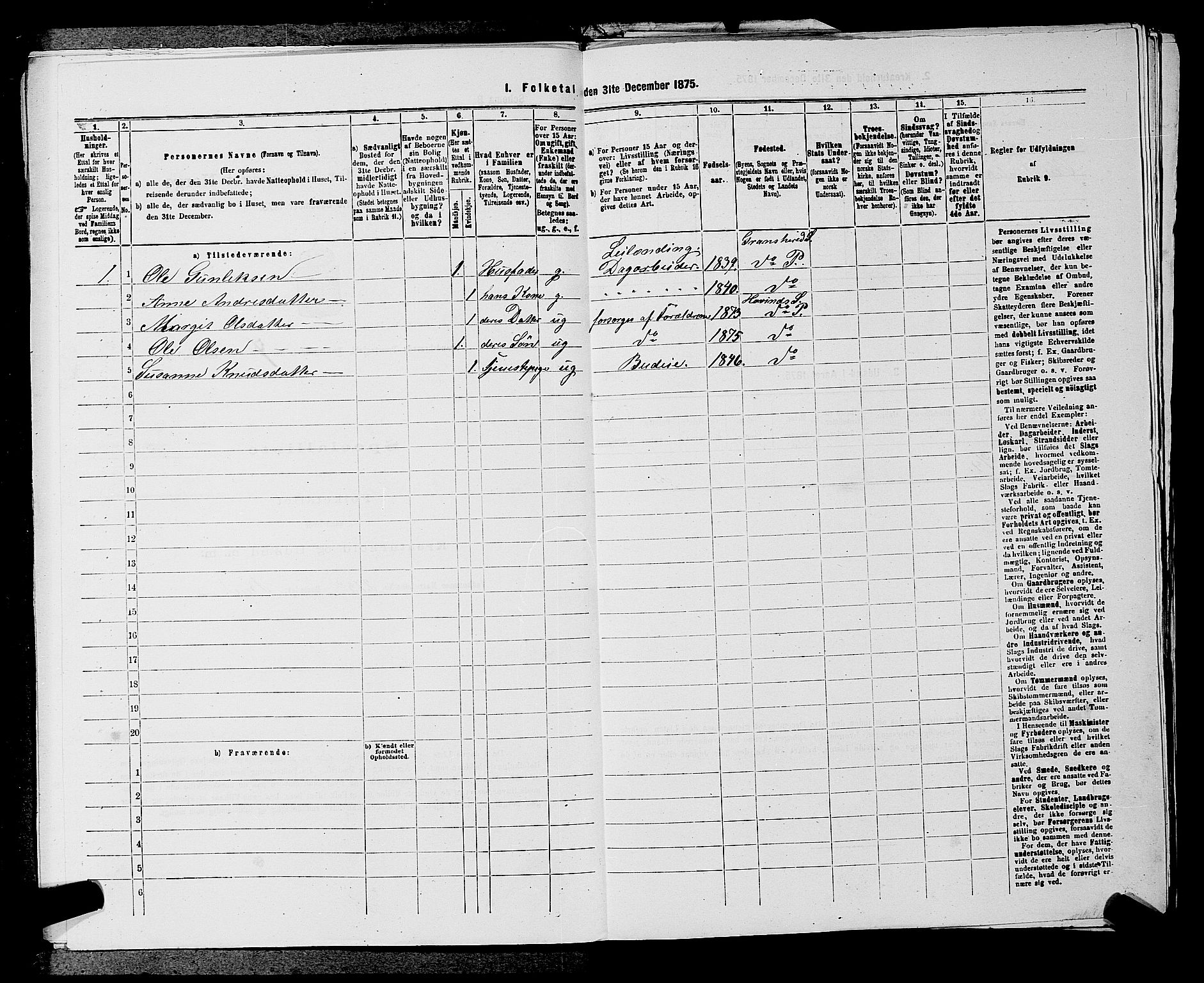 SAKO, 1875 census for 0824P Gransherad, 1875, p. 820