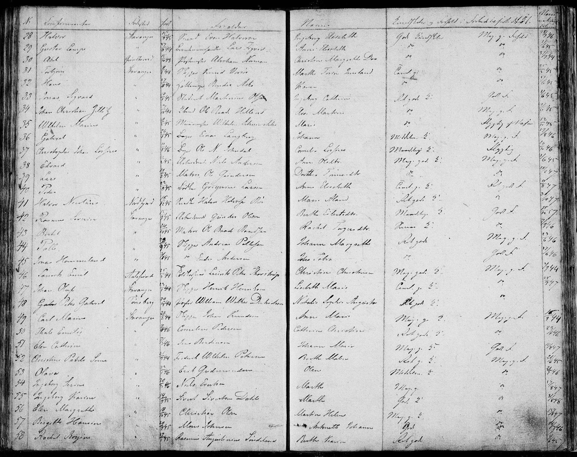 Domkirken sokneprestkontor, AV/SAST-A-101812/001/30/30BA/L0013: Parish register (official) no. A 12, 1823-1861, p. 151