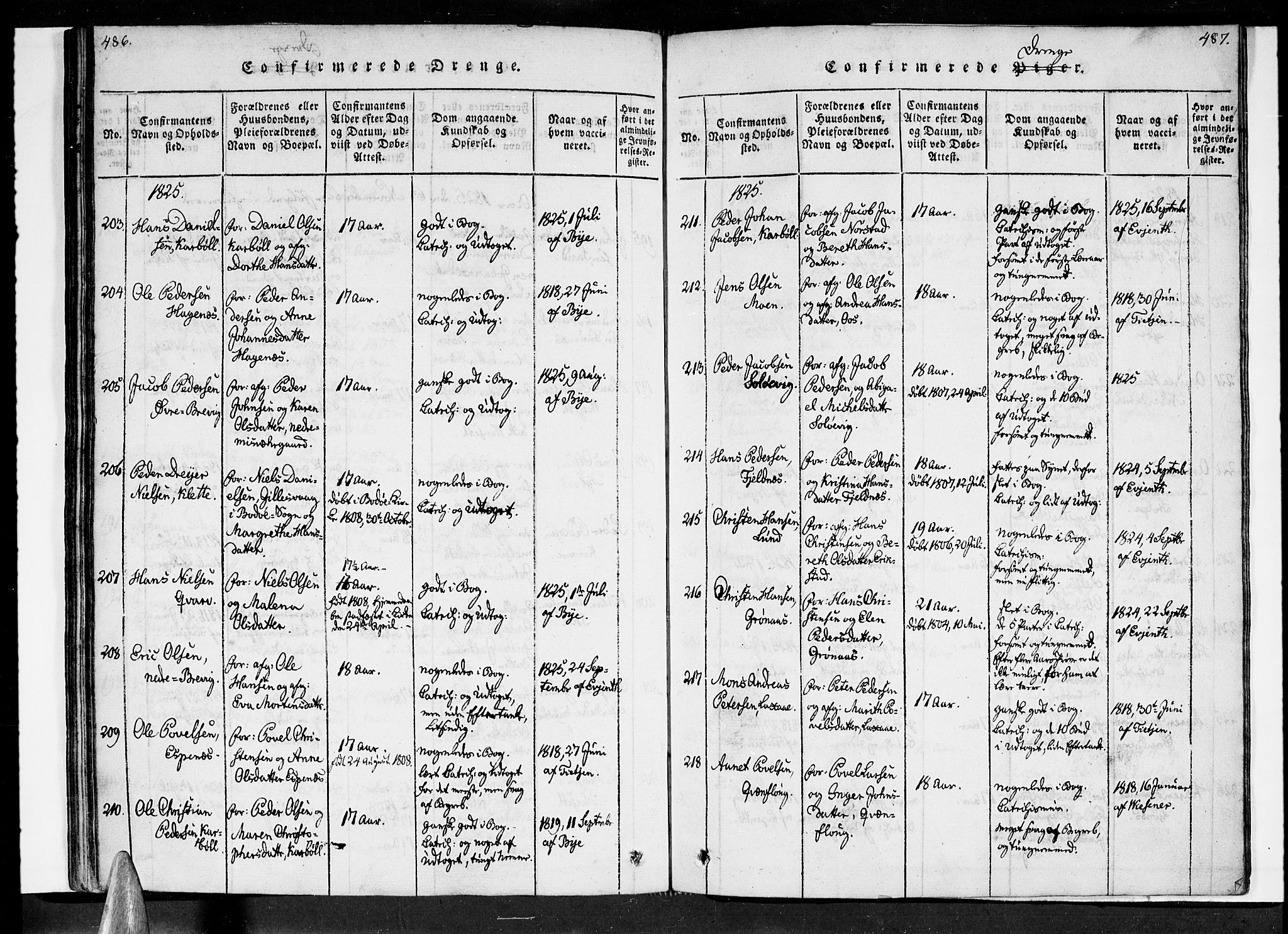 Ministerialprotokoller, klokkerbøker og fødselsregistre - Nordland, SAT/A-1459/852/L0736: Parish register (official) no. 852A06, 1820-1833, p. 486-487