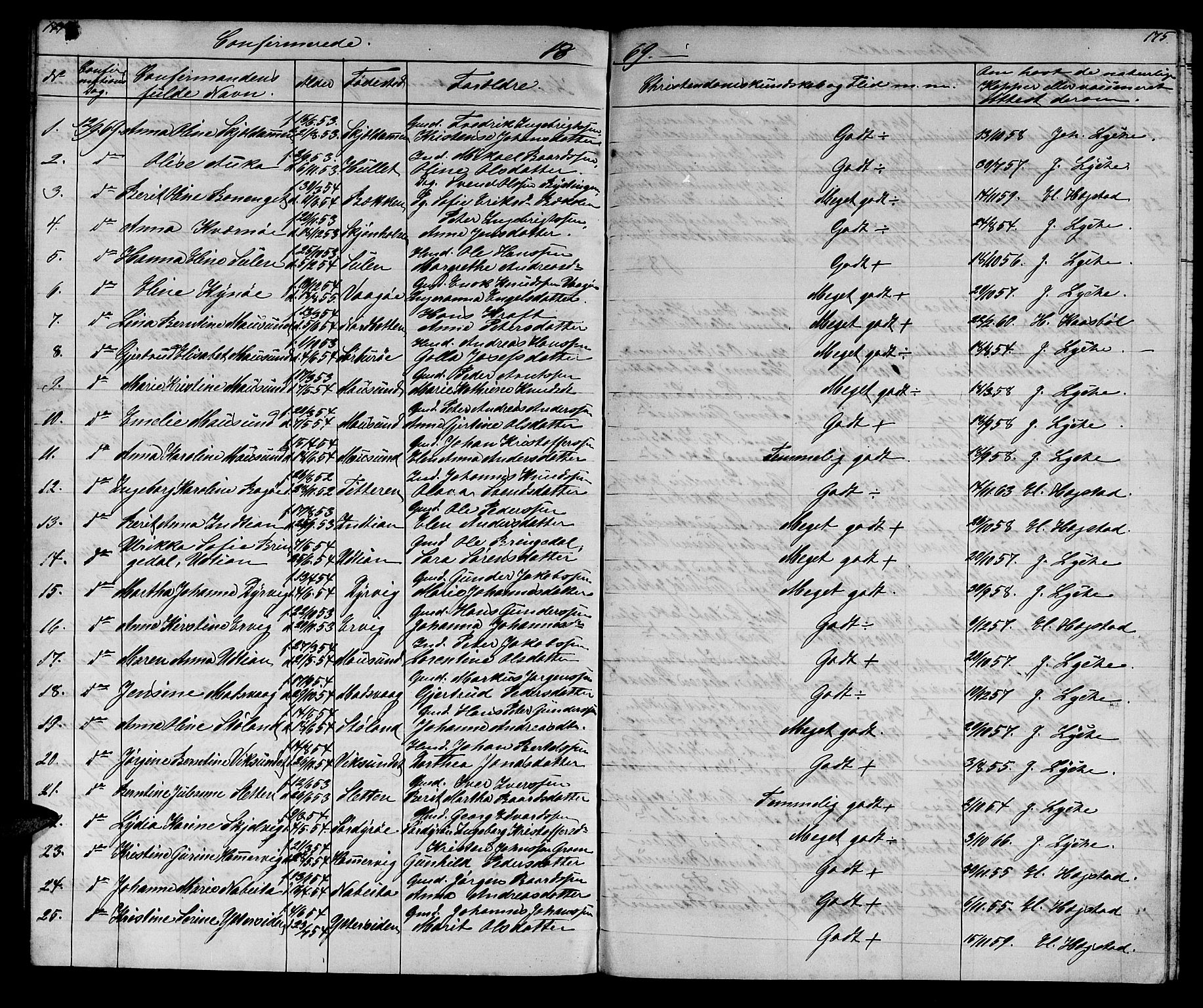 Ministerialprotokoller, klokkerbøker og fødselsregistre - Sør-Trøndelag, SAT/A-1456/640/L0583: Parish register (copy) no. 640C01, 1866-1877, p. 174-175