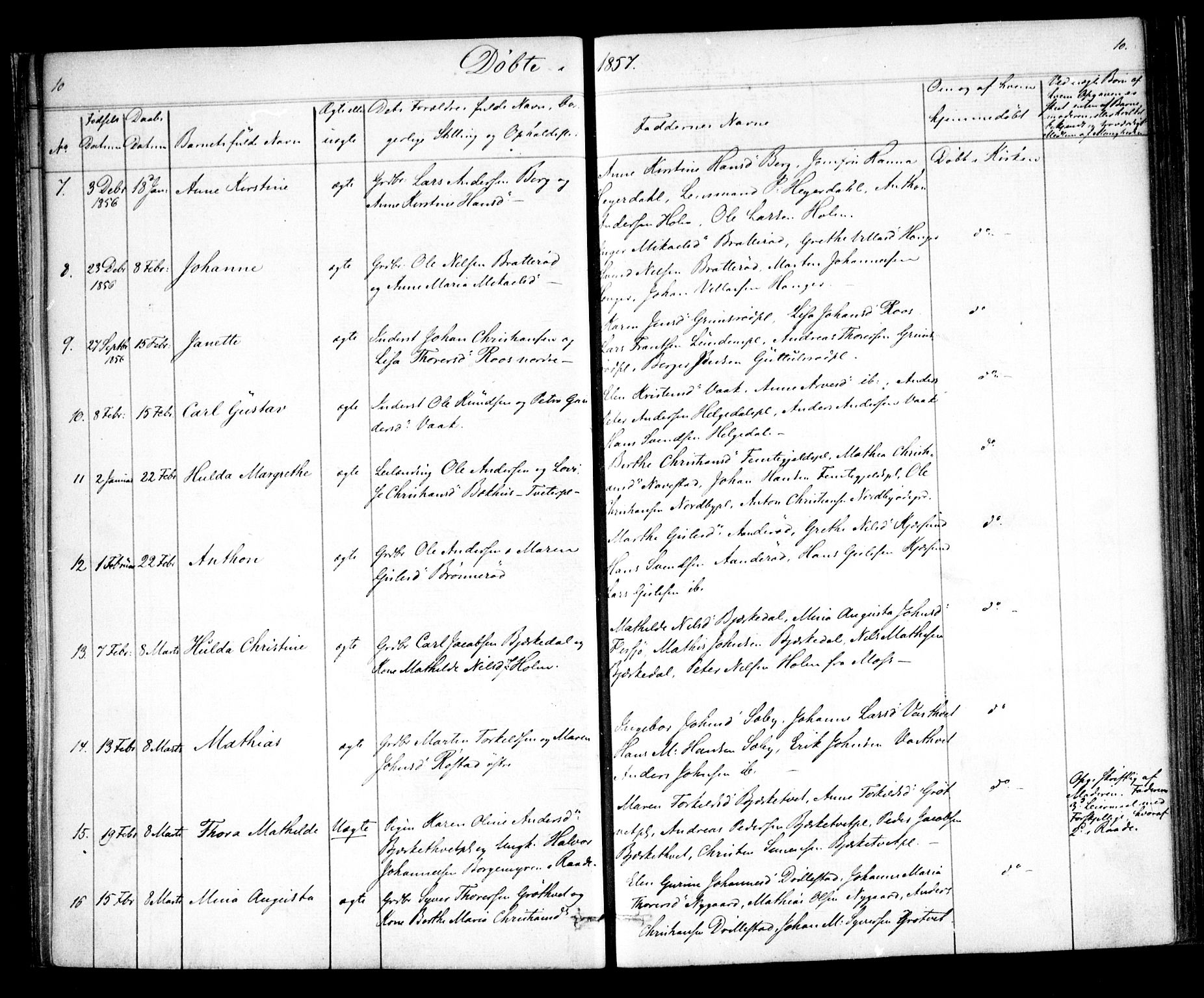 Våler prestekontor Kirkebøker, AV/SAO-A-11083/F/Fa/L0007: Parish register (official) no. I 7, 1856-1861, p. 10