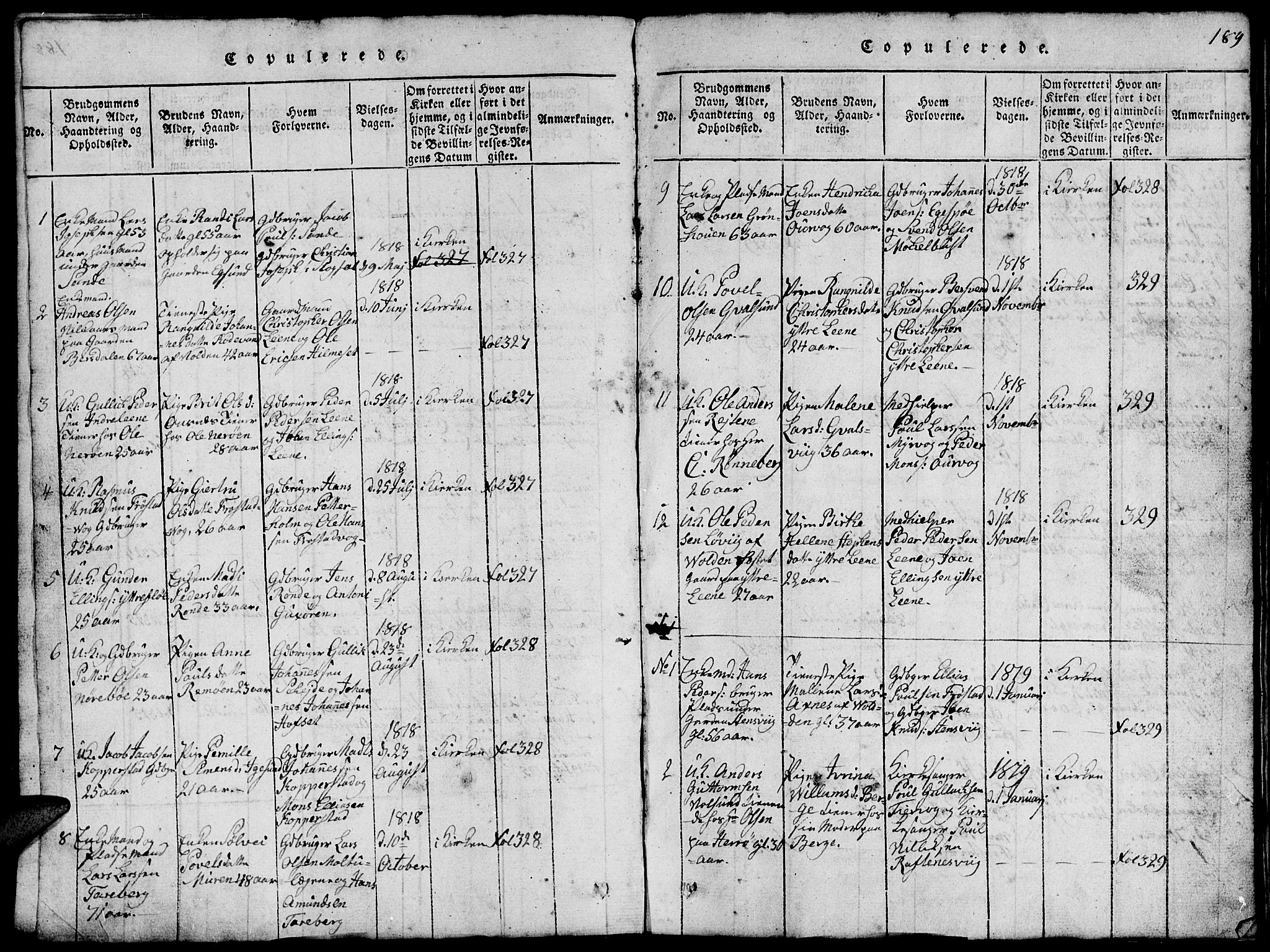 Ministerialprotokoller, klokkerbøker og fødselsregistre - Møre og Romsdal, AV/SAT-A-1454/507/L0078: Parish register (copy) no. 507C01, 1816-1840, p. 189