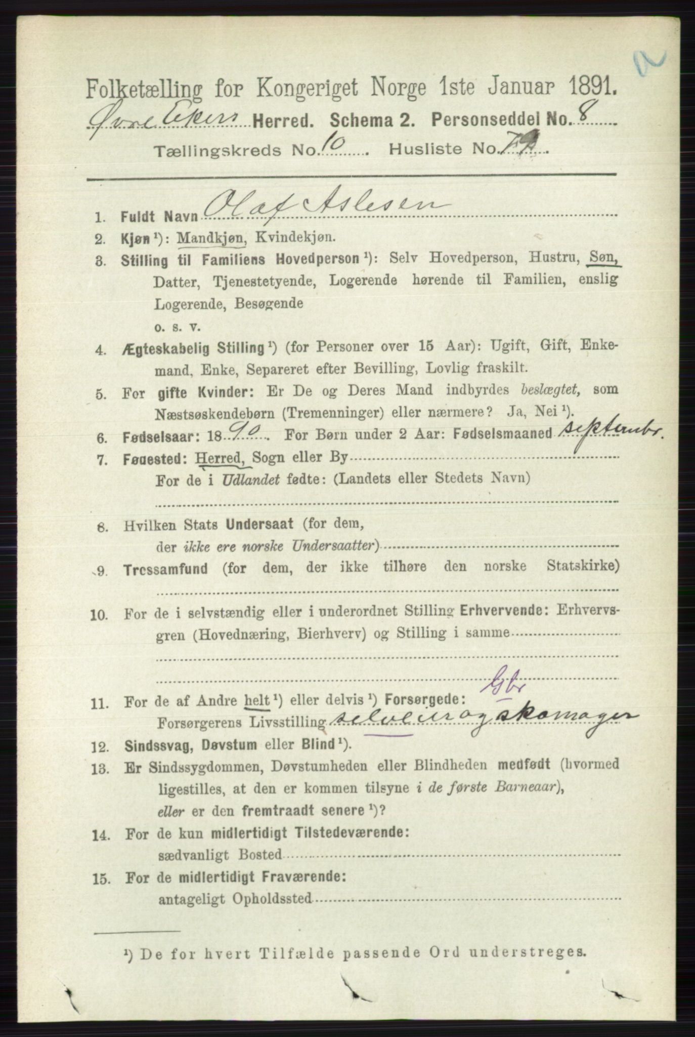 RA, 1891 census for 0624 Øvre Eiker, 1891, p. 4442