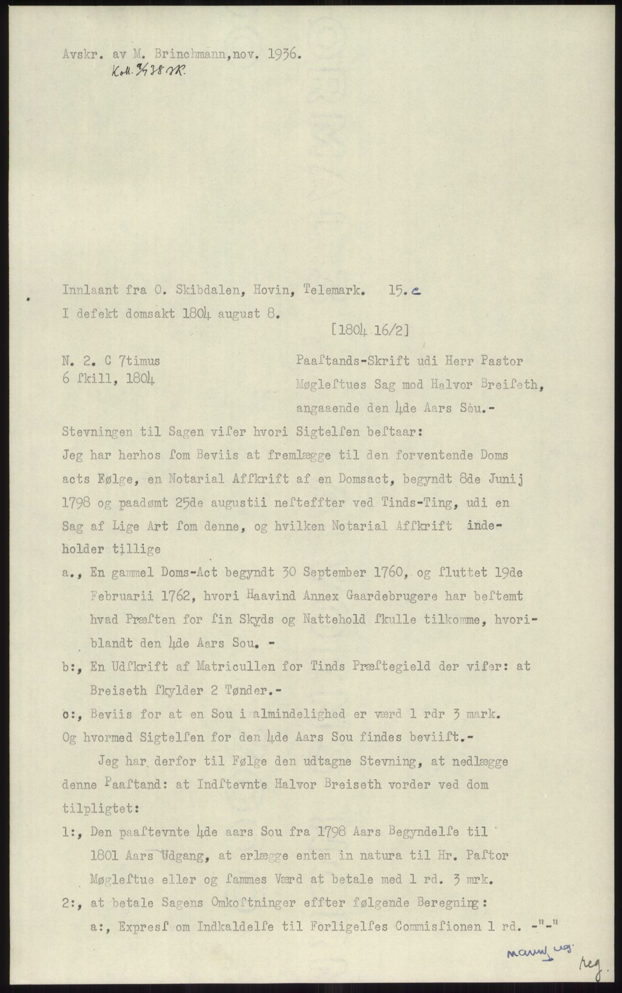 Samlinger til kildeutgivelse, Diplomavskriftsamlingen, RA/EA-4053/H/Ha, p. 3009