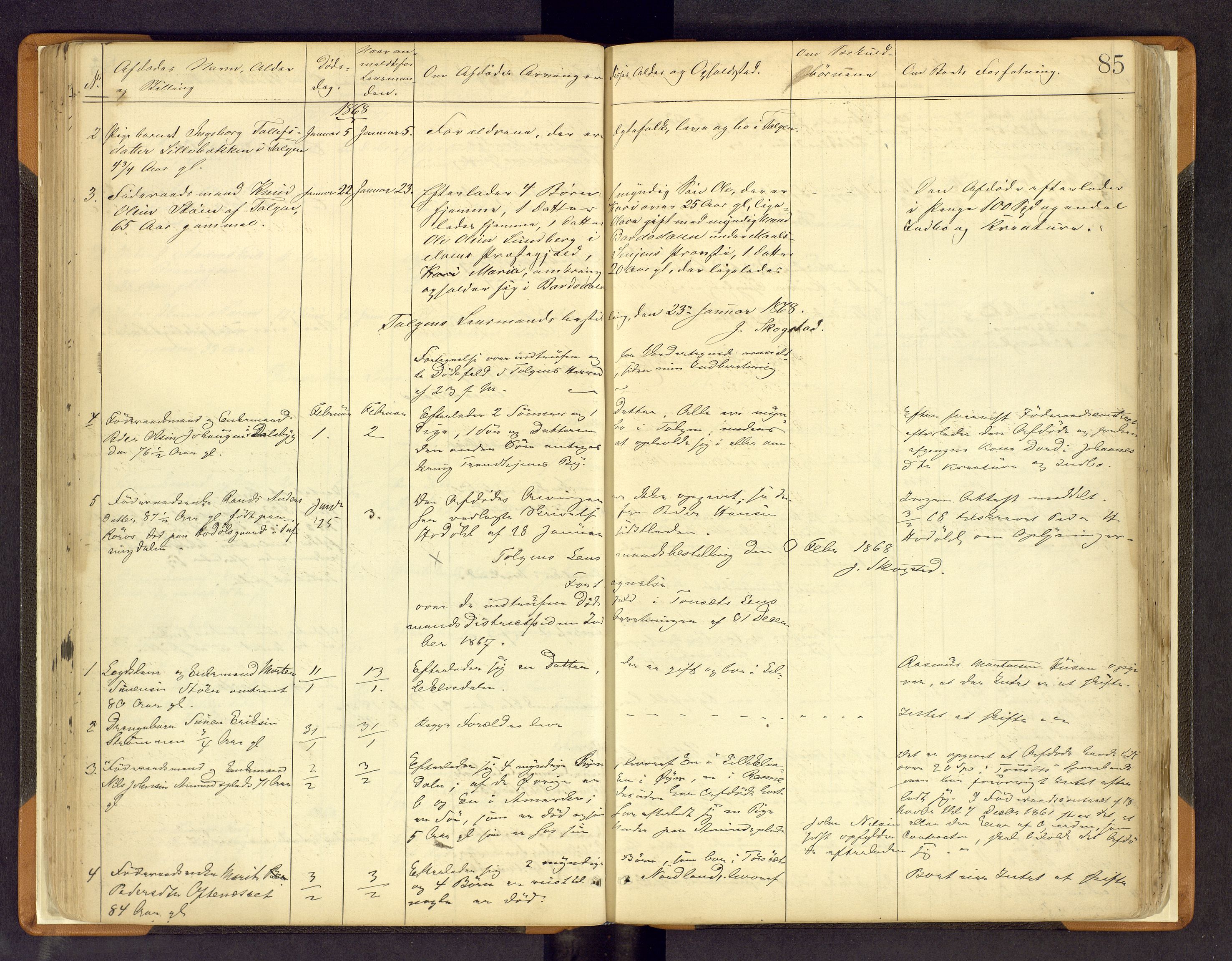 Nord-Østerdal tingrett, AV/SAH-TING-020/H/Hi/L0002/0002: Forskjellig vedrørende tinglysing / Korrigering av grunnboka hvor hjemmelshaver mangler, er død m.v., 1863-1875, p. 85