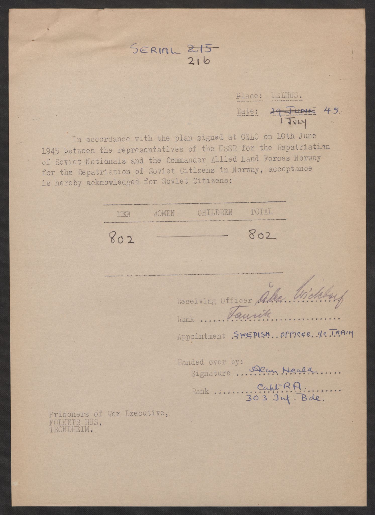 Flyktnings- og fangedirektoratet, Repatrieringskontoret, AV/RA-S-1681/D/Db/L0017: Displaced Persons (DPs) og sivile tyskere, 1945-1948, p. 305