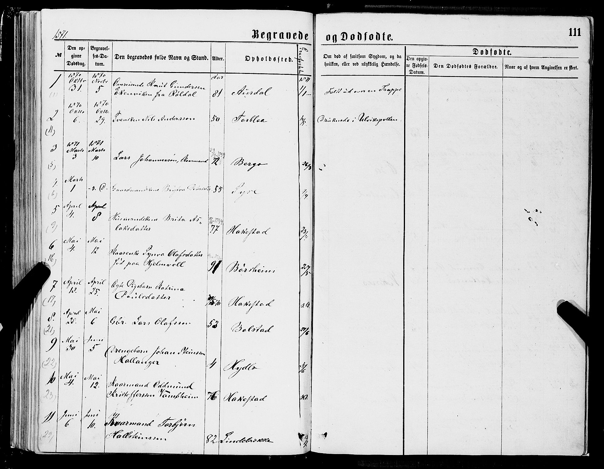 Ulvik sokneprestembete, AV/SAB-A-78801/H/Hab: Parish register (copy) no. A 2, 1869-1882, p. 111