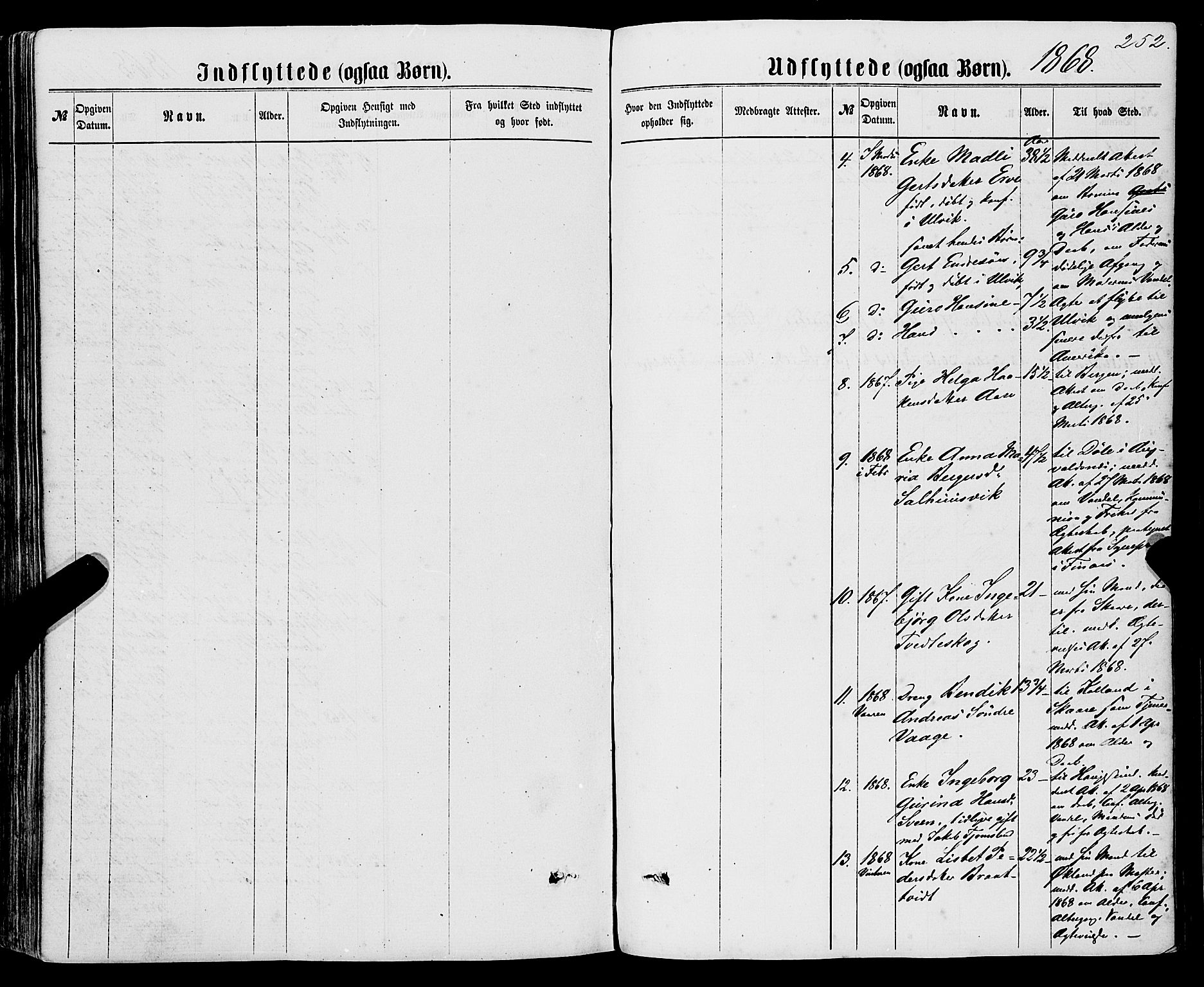 Sveio Sokneprestembete, SAB/A-78501/H/Haa: Parish register (official) no. A 1, 1861-1877, p. 252