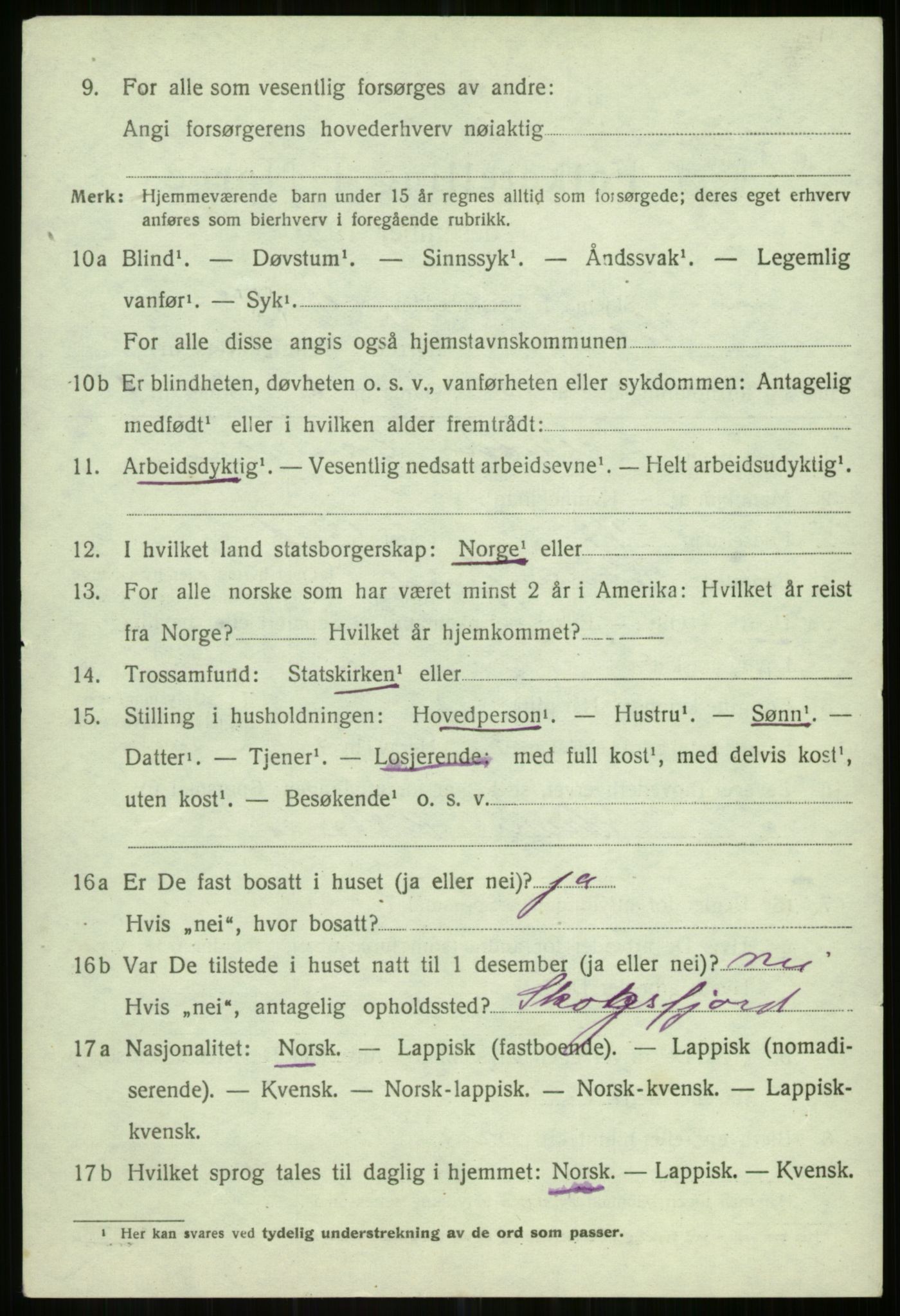 SATØ, 1920 census for Helgøy, 1920, p. 1428