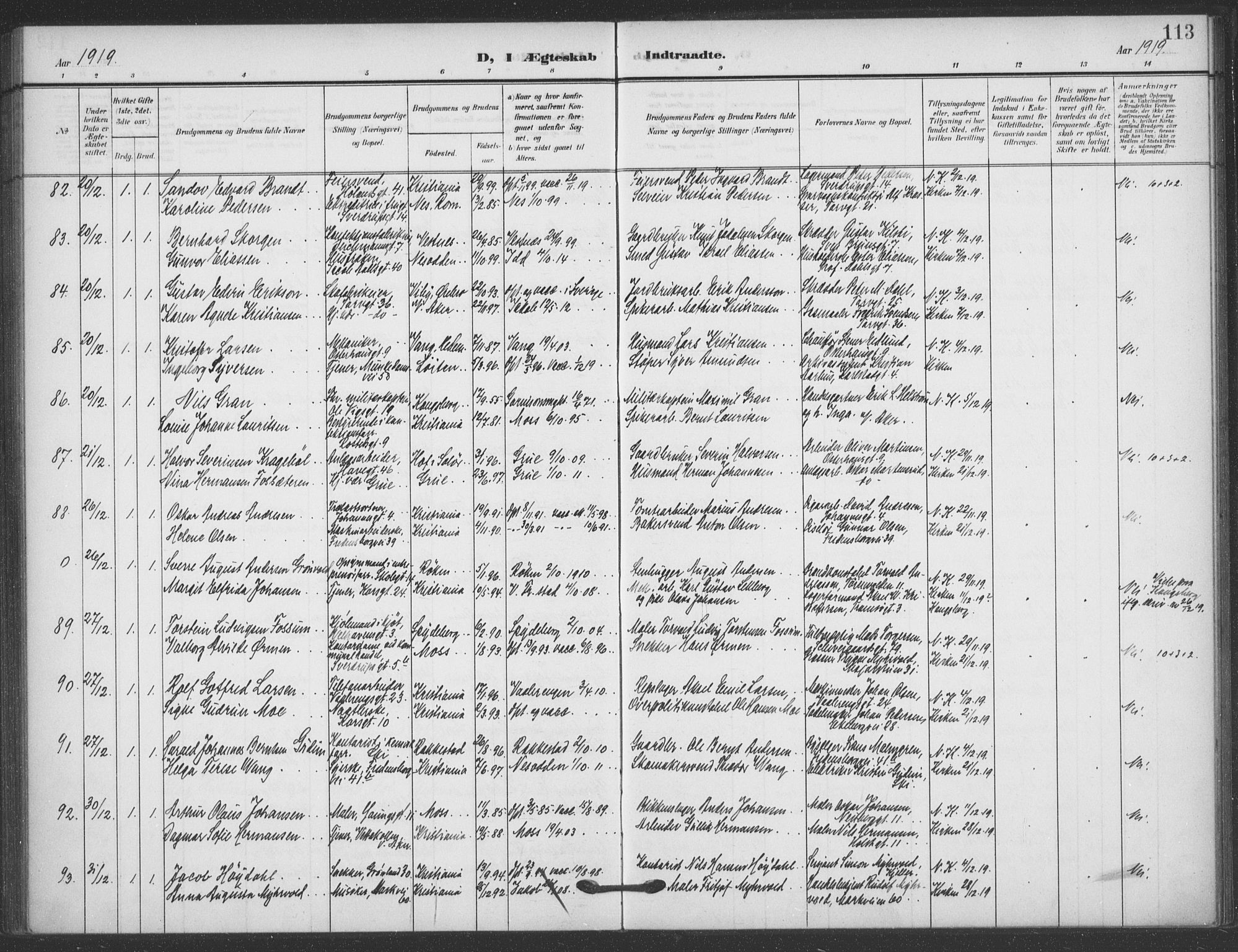 Jakob prestekontor Kirkebøker, AV/SAO-A-10850/F/Fa/L0010: Parish register (official) no. 10, 1908-1922, p. 113