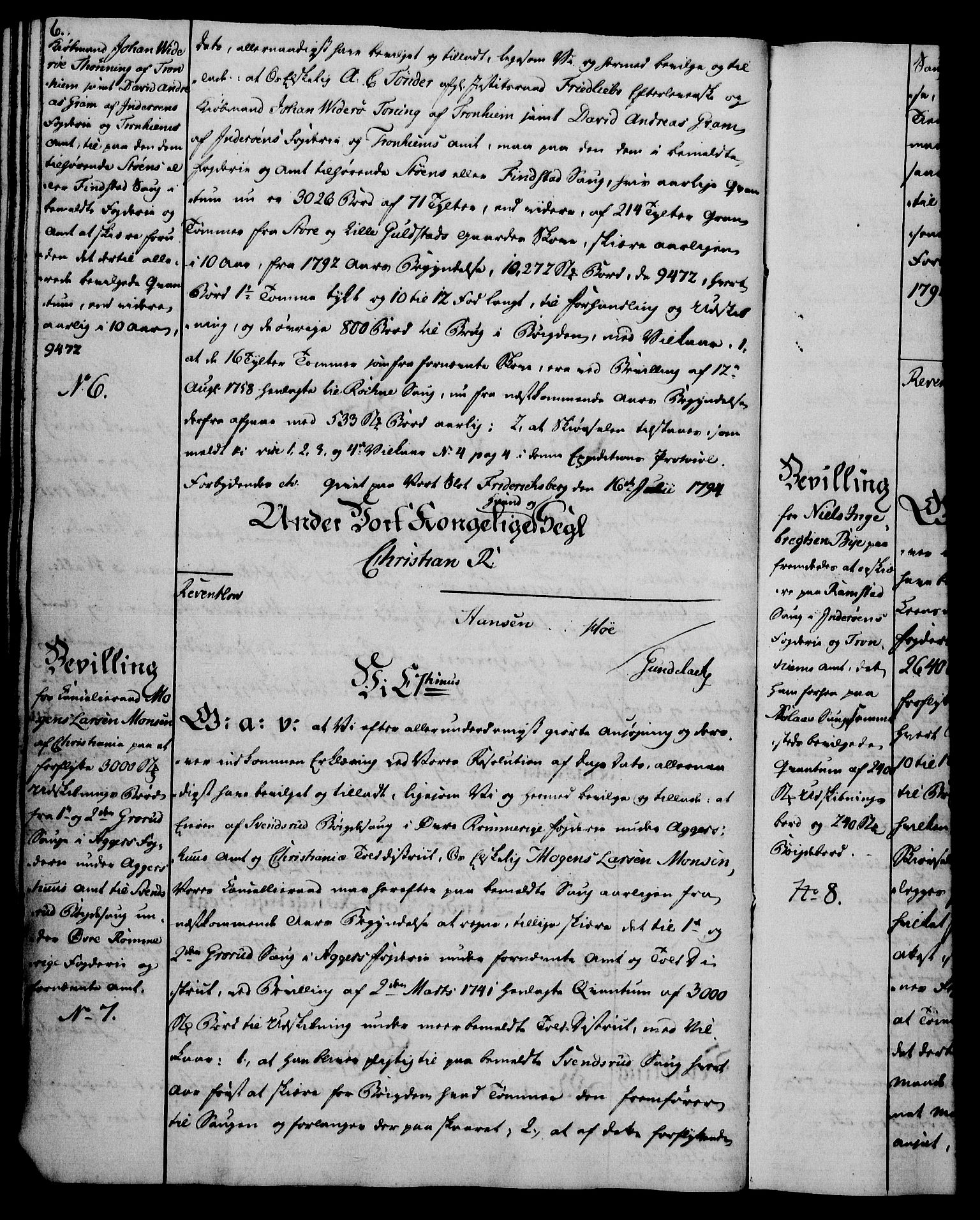 Rentekammeret, Kammerkanselliet, AV/RA-EA-3111/G/Gg/Gga/L0016: Norsk ekspedisjonsprotokoll med register (merket RK 53.16), 1794-1800, p. 6