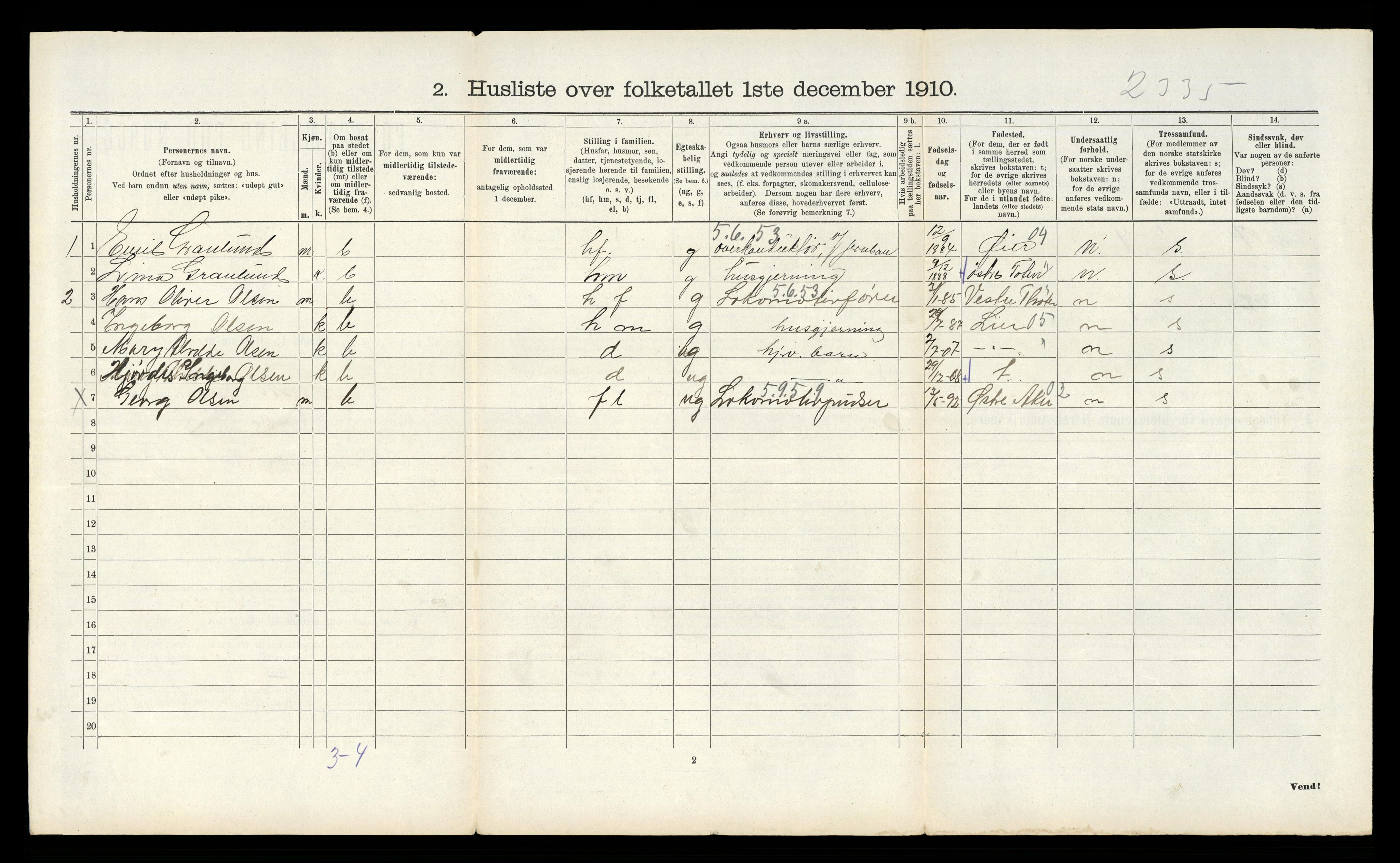 RA, 1910 census for Tinn, 1910, p. 1170