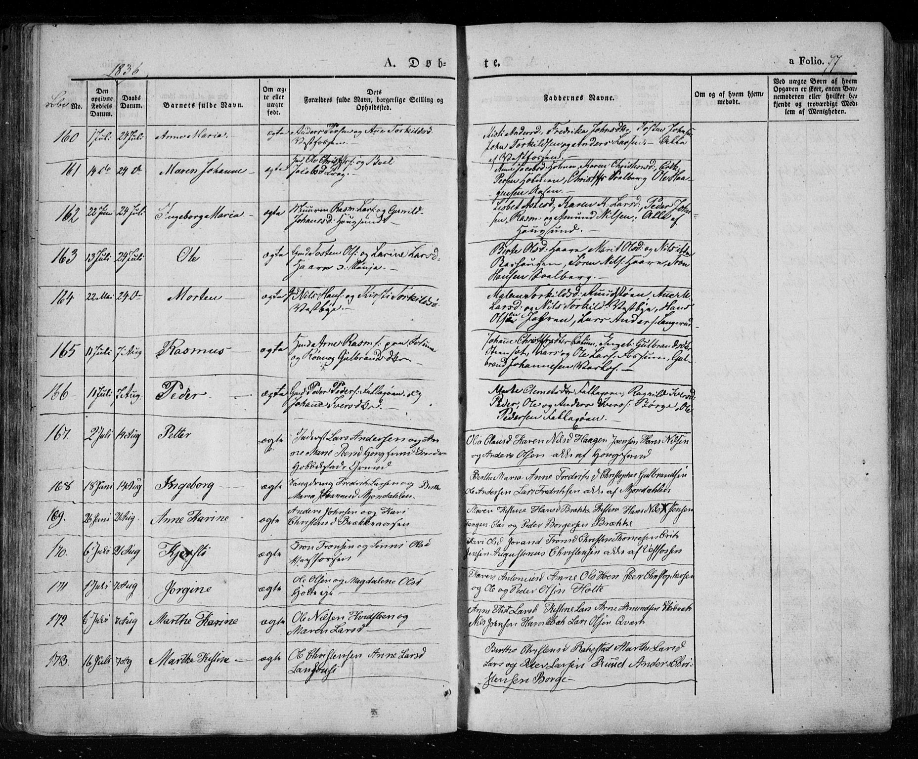 Eiker kirkebøker, SAKO/A-4/F/Fa/L0013a: Parish register (official) no. I 13A, 1832-1845, p. 77