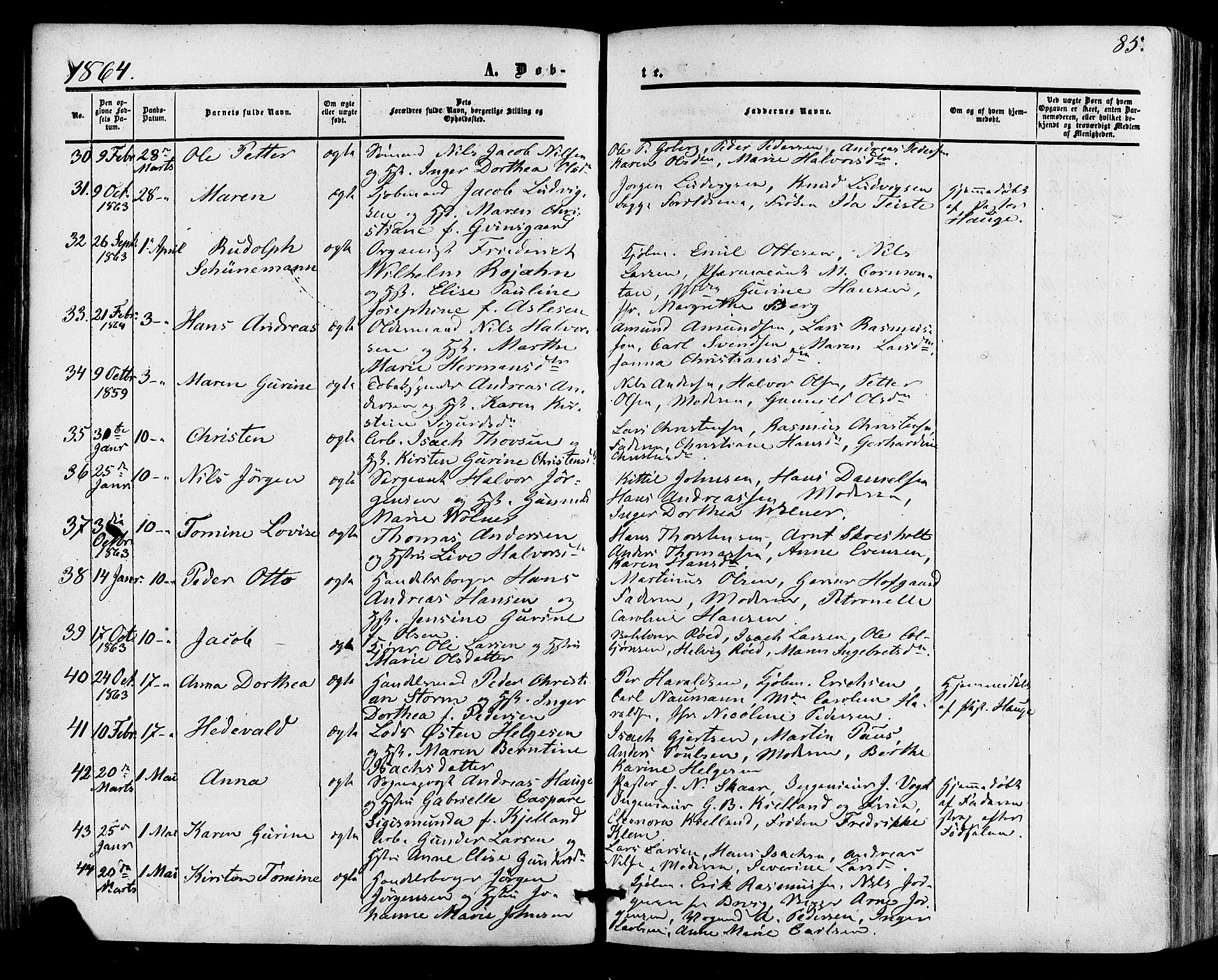 Skien kirkebøker, SAKO/A-302/F/Fa/L0007: Parish register (official) no. 7, 1856-1865, p. 85