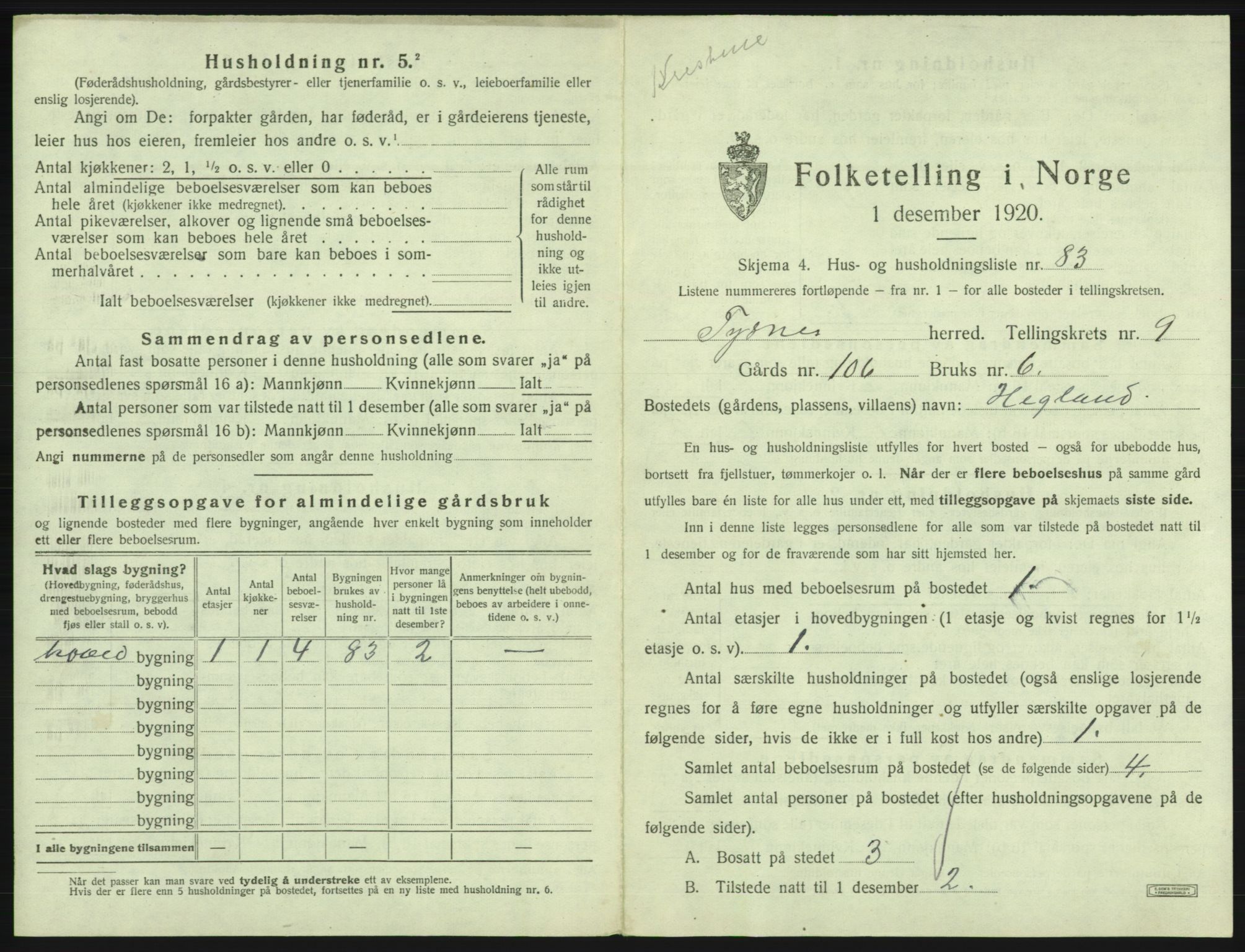 SAB, 1920 census for Tysnes, 1920, p. 978