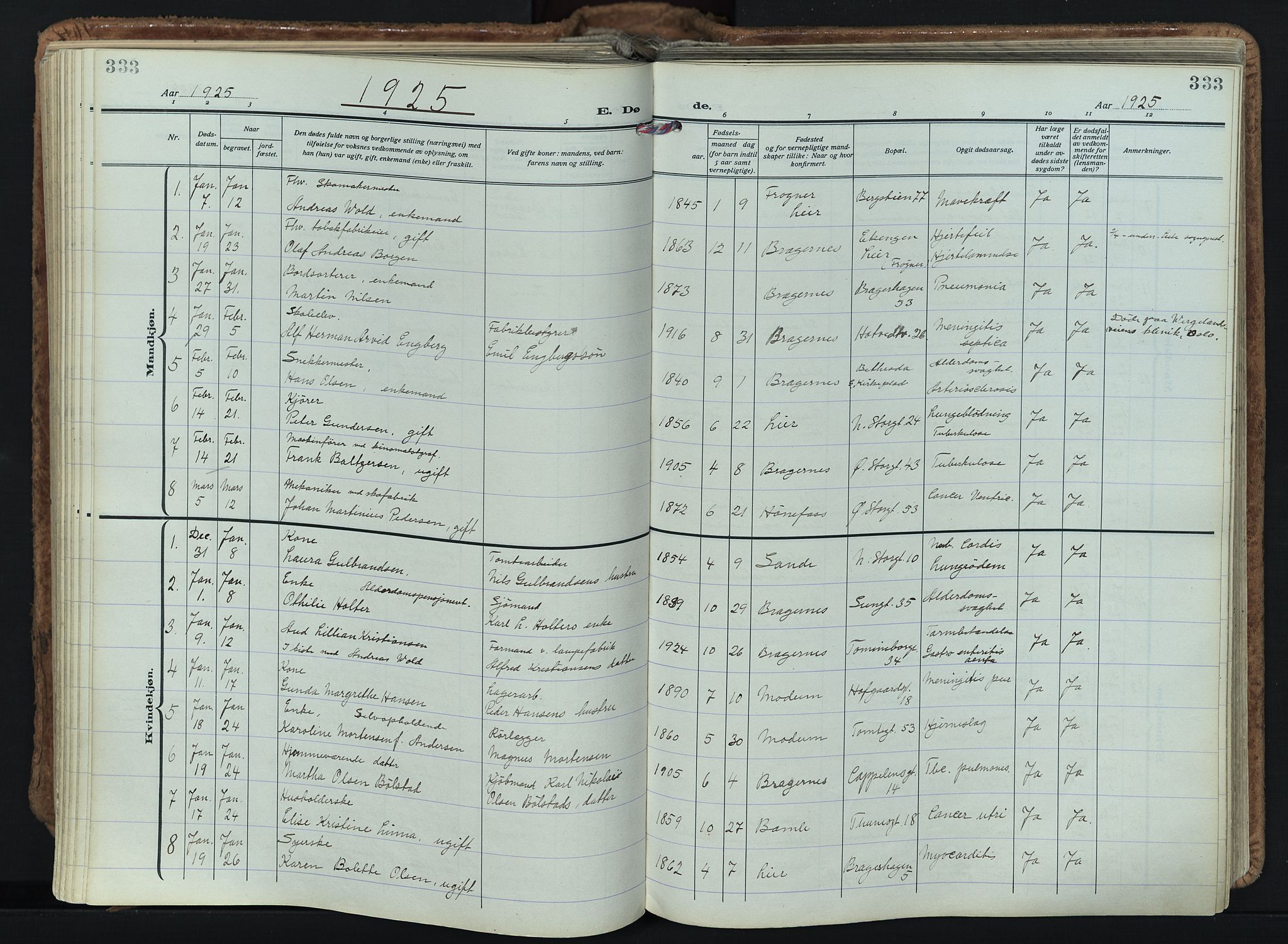 Bragernes kirkebøker, AV/SAKO-A-6/F/Fb/L0011: Parish register (official) no. II 11, 1922-1945, p. 333