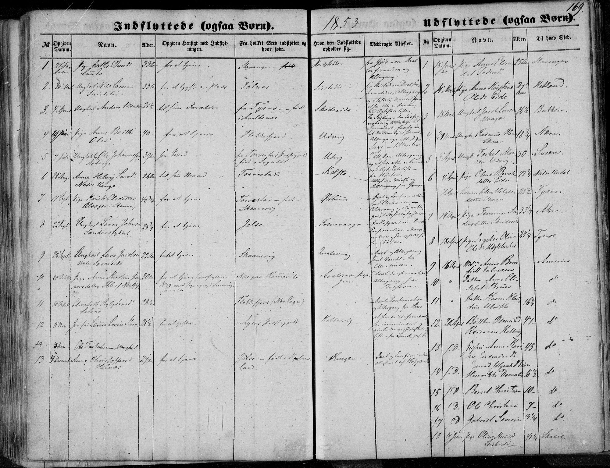 Avaldsnes sokneprestkontor, AV/SAST-A -101851/H/Ha/Haa/L0008: Parish register (official) no. A 8, 1847-1857, p. 169