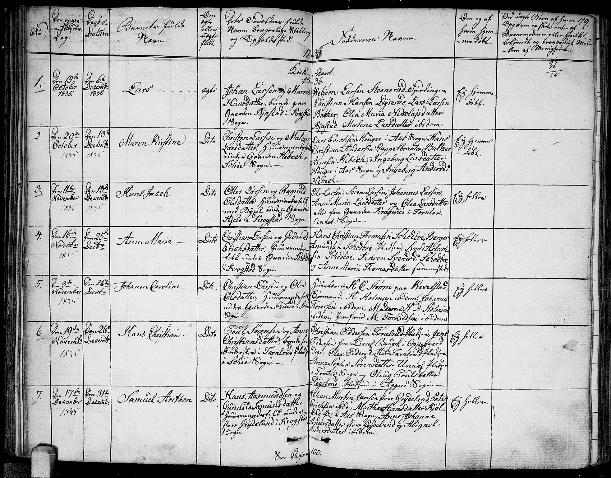 Kråkstad prestekontor Kirkebøker, SAO/A-10125a/F/Fa/L0004: Parish register (official) no. I 4, 1825-1837, p. 79