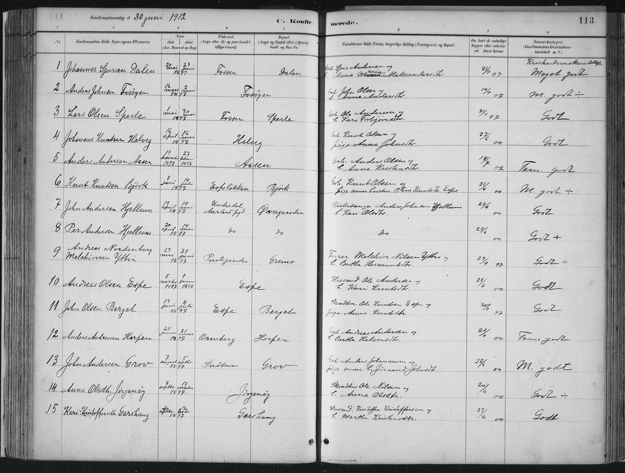 Jostedal sokneprestembete, AV/SAB-A-80601/H/Haa/Haab/L0001: Parish register (official) no. B 1, 1887-1914, p. 113