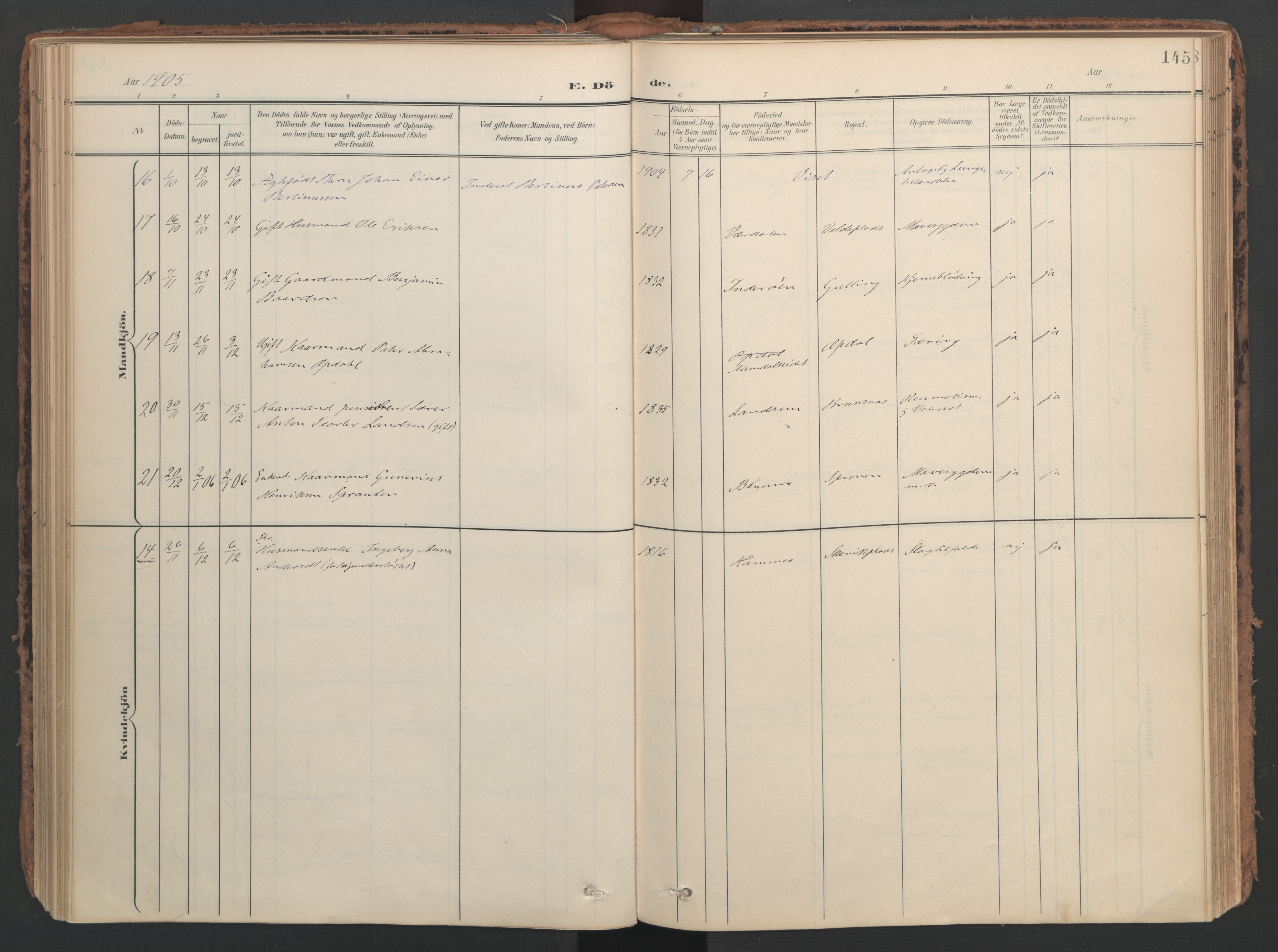 Ministerialprotokoller, klokkerbøker og fødselsregistre - Nord-Trøndelag, AV/SAT-A-1458/741/L0397: Parish register (official) no. 741A11, 1901-1911, p. 145