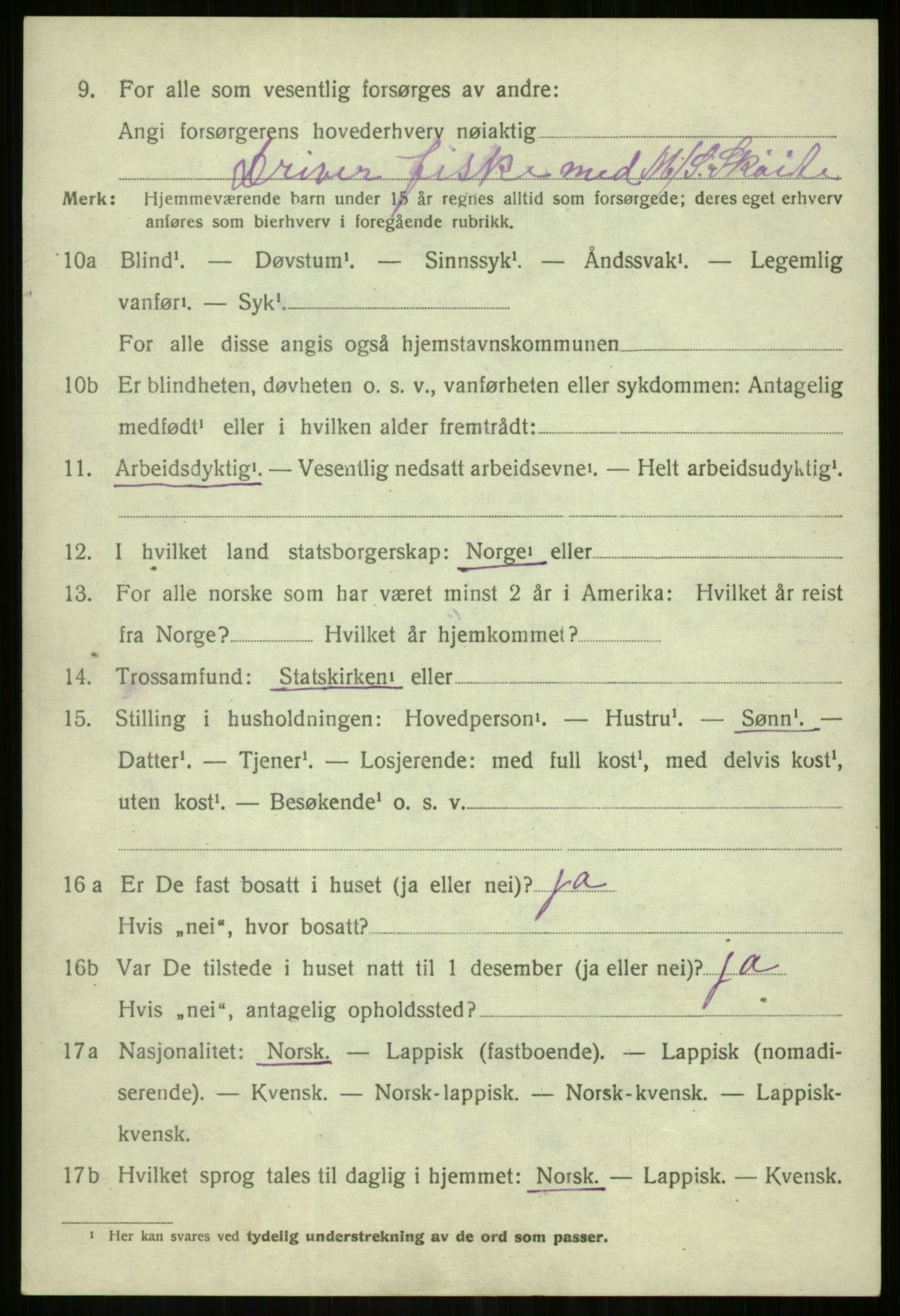 SATØ, 1920 census for Karlsøy, 1920, p. 2460