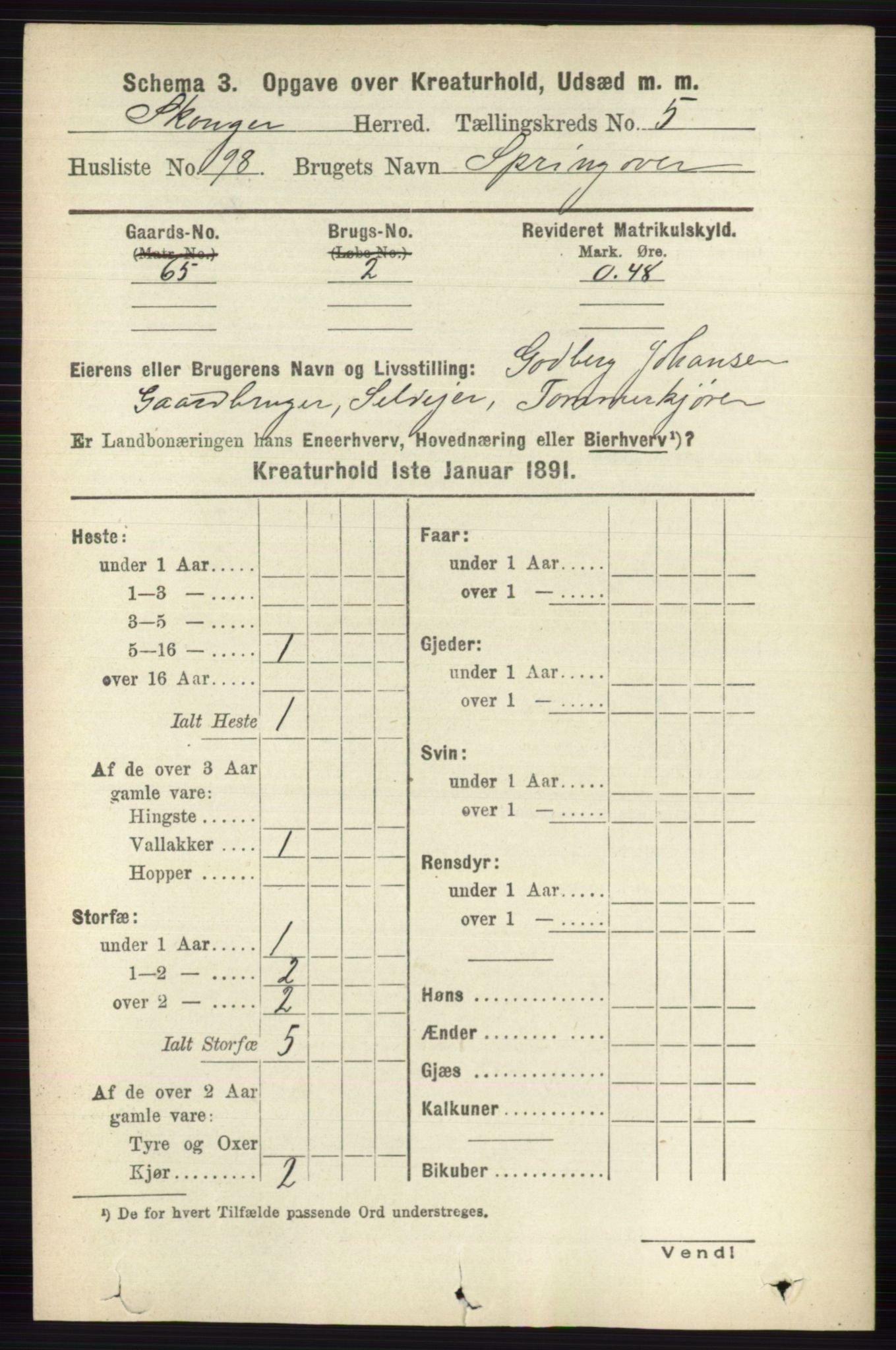 RA, 1891 census for 0712 Skoger, 1891, p. 5181