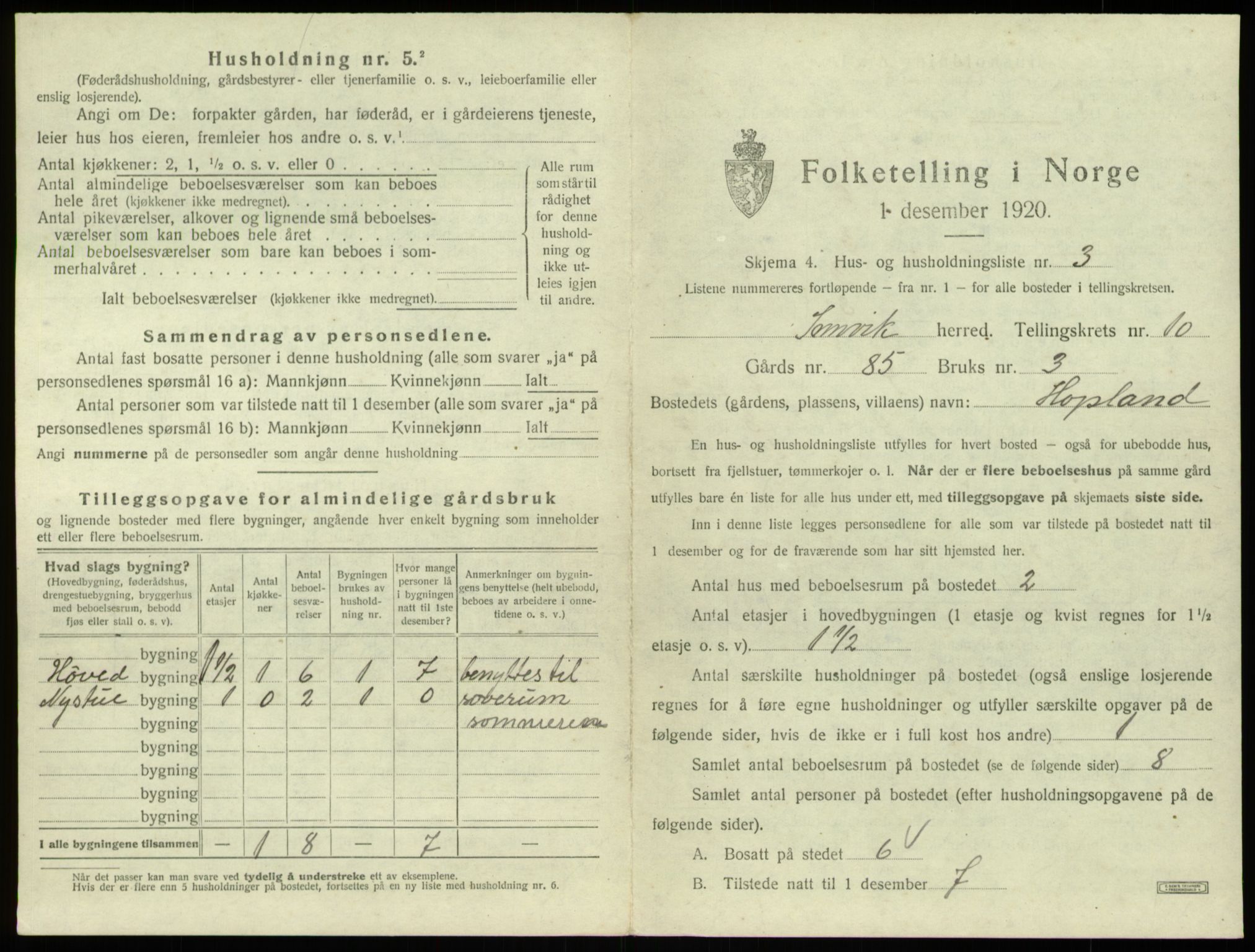 SAB, 1920 census for Innvik, 1920, p. 572