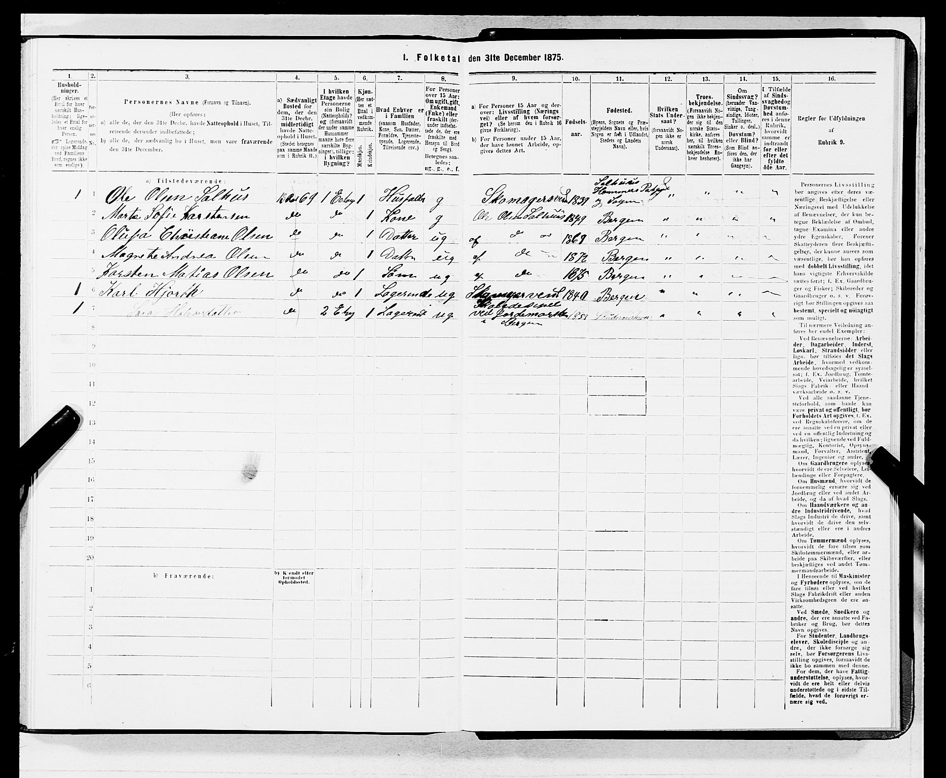 SAB, 1875 census for 1301 Bergen, 1875, p. 4055