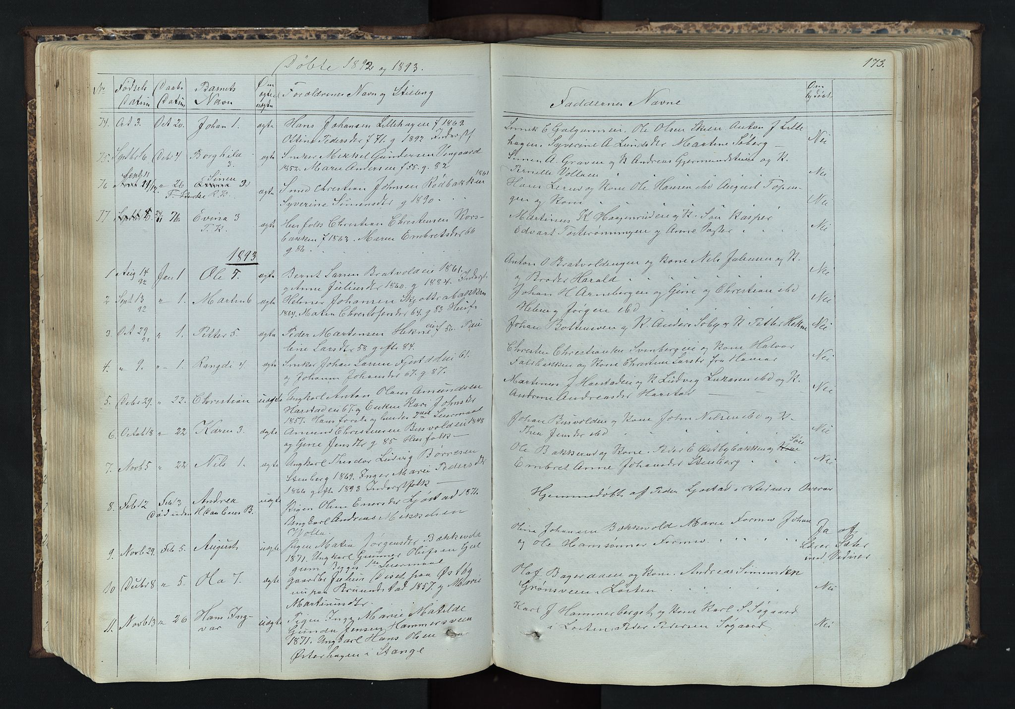 Romedal prestekontor, SAH/PREST-004/L/L0011: Parish register (copy) no. 11, 1867-1895, p. 173