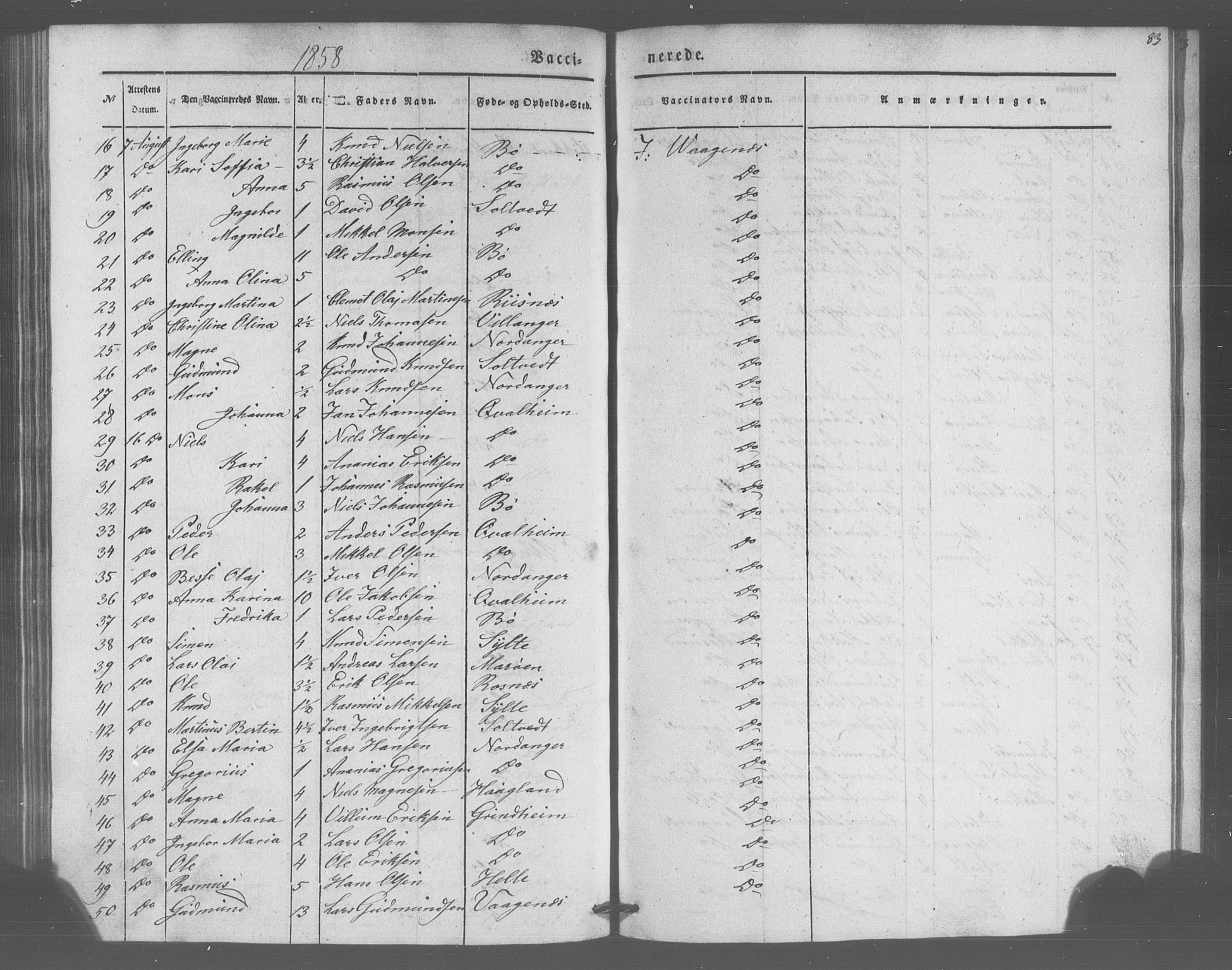 Manger sokneprestembete, AV/SAB-A-76801/H/Haa: Parish register (official) no. A 10, 1844-1859, p. 83