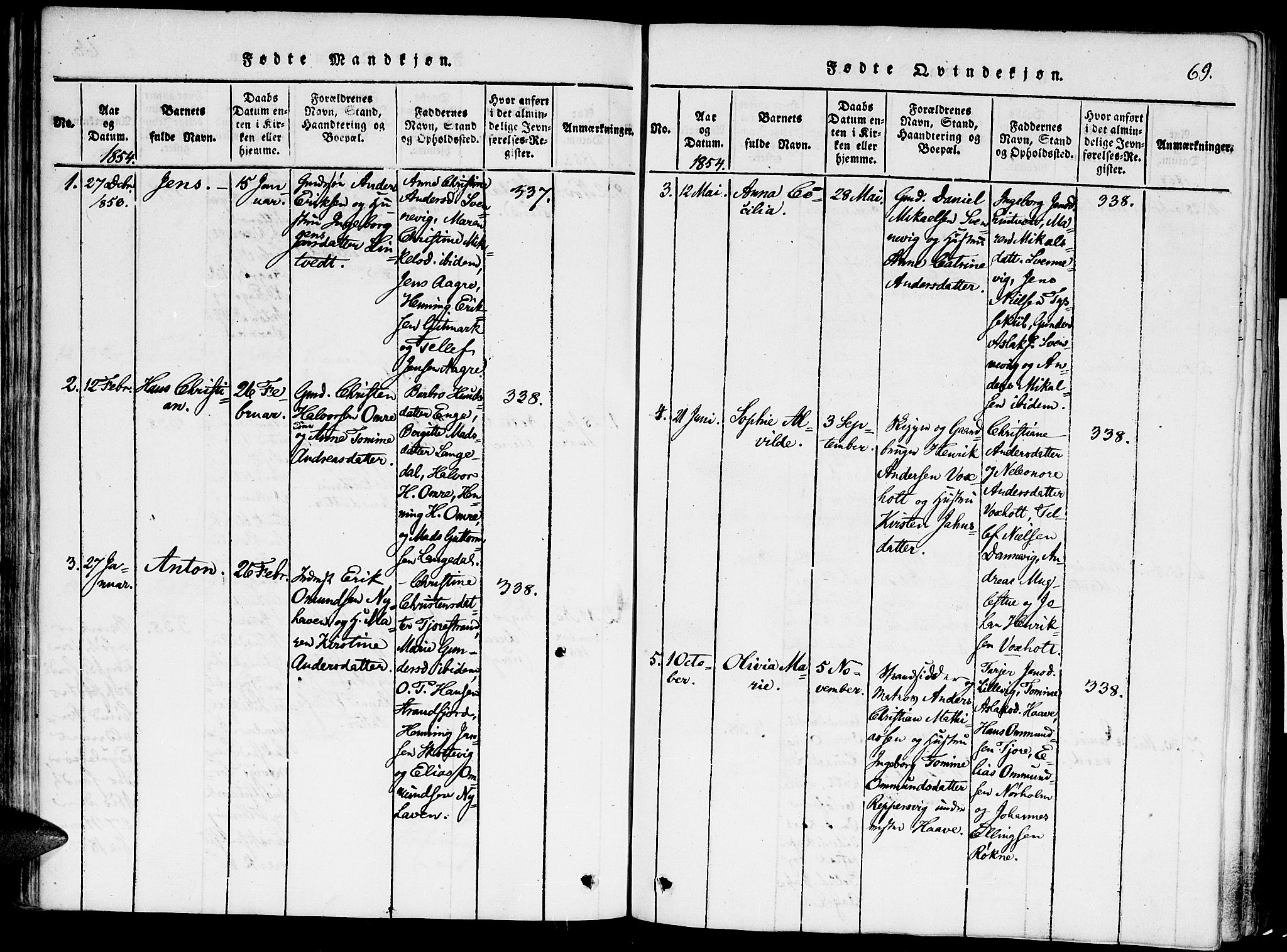 Hommedal sokneprestkontor, AV/SAK-1111-0023/F/Fa/Faa/L0001: Parish register (official) no. A 1, 1816-1860, p. 69