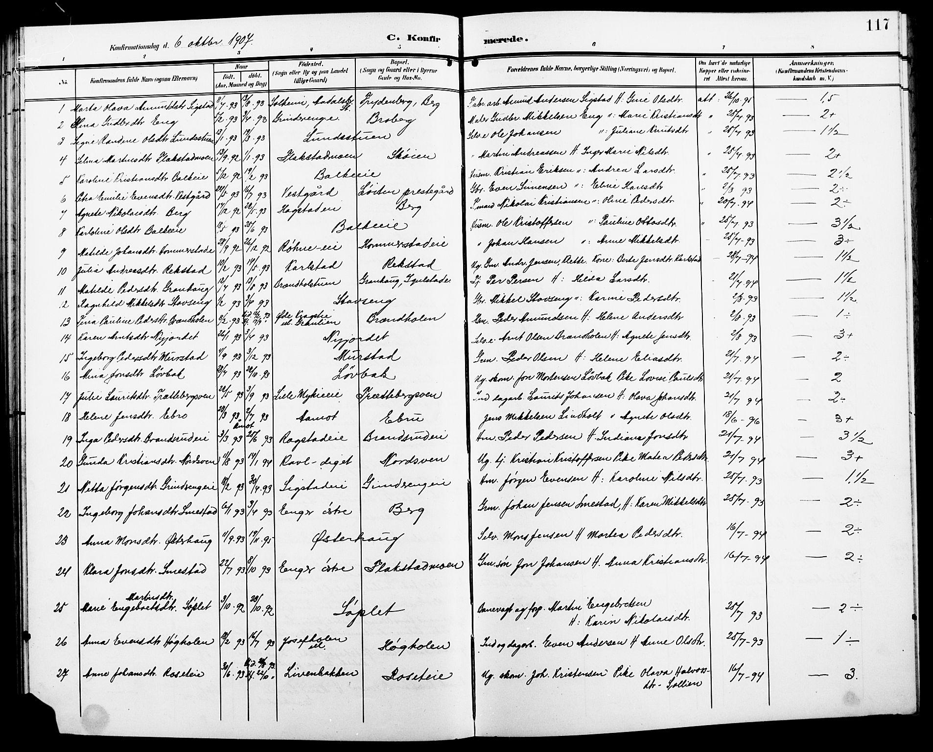 Løten prestekontor, AV/SAH-PREST-022/L/La/L0007: Parish register (copy) no. 7, 1910-1919, p. 117