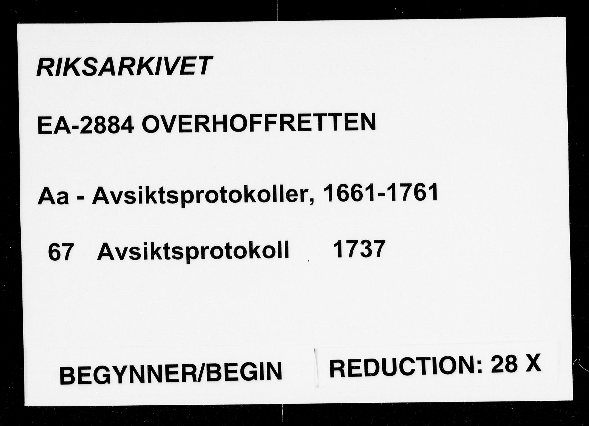 Overhoffretten 1667-1797, AV/RA-EA-2884/Aa/L0067: Avsiktsprotokoll, 1737