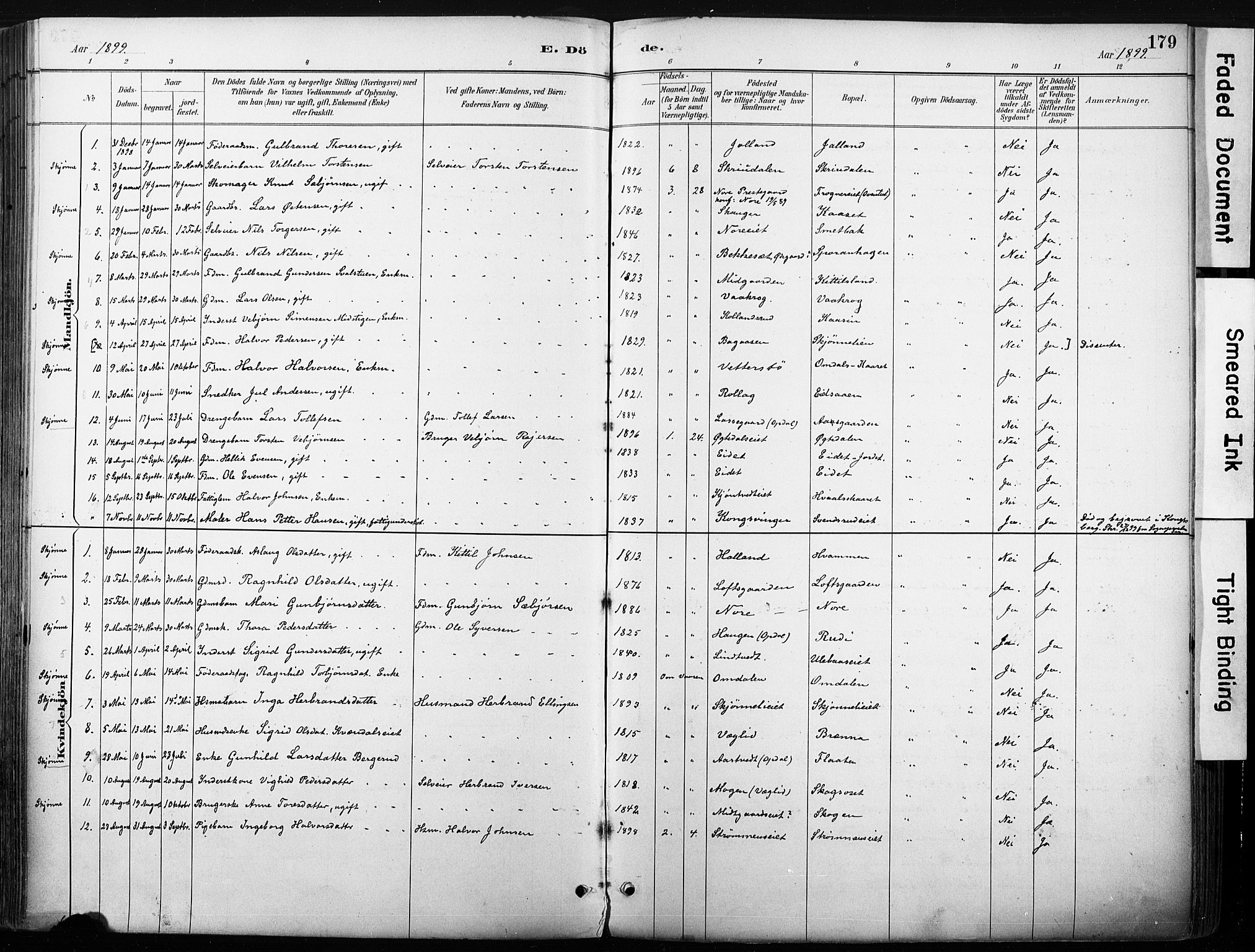Nore kirkebøker, SAKO/A-238/F/Fb/L0002: Parish register (official) no. II 2, 1886-1906, p. 179